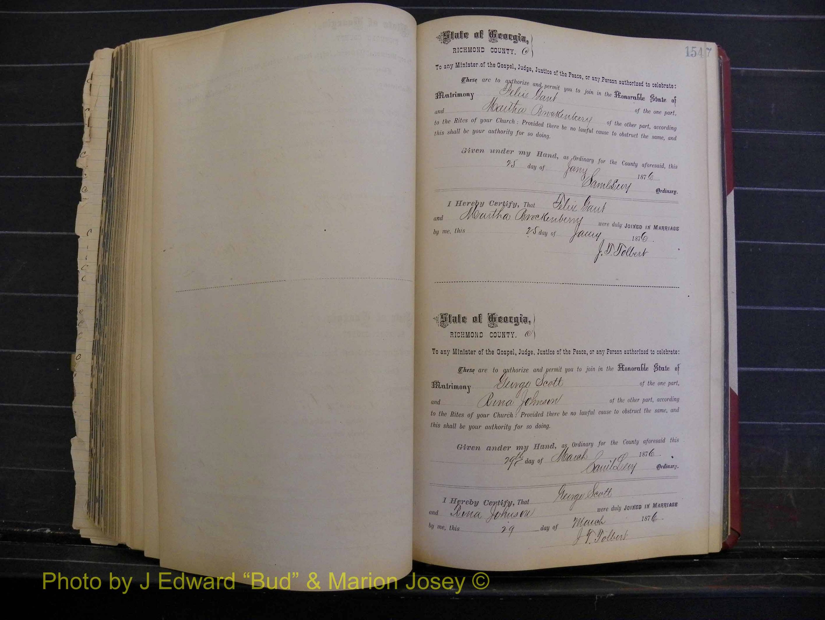 Richmond Marriages, Book I, 1868-1881 P 154.JPG