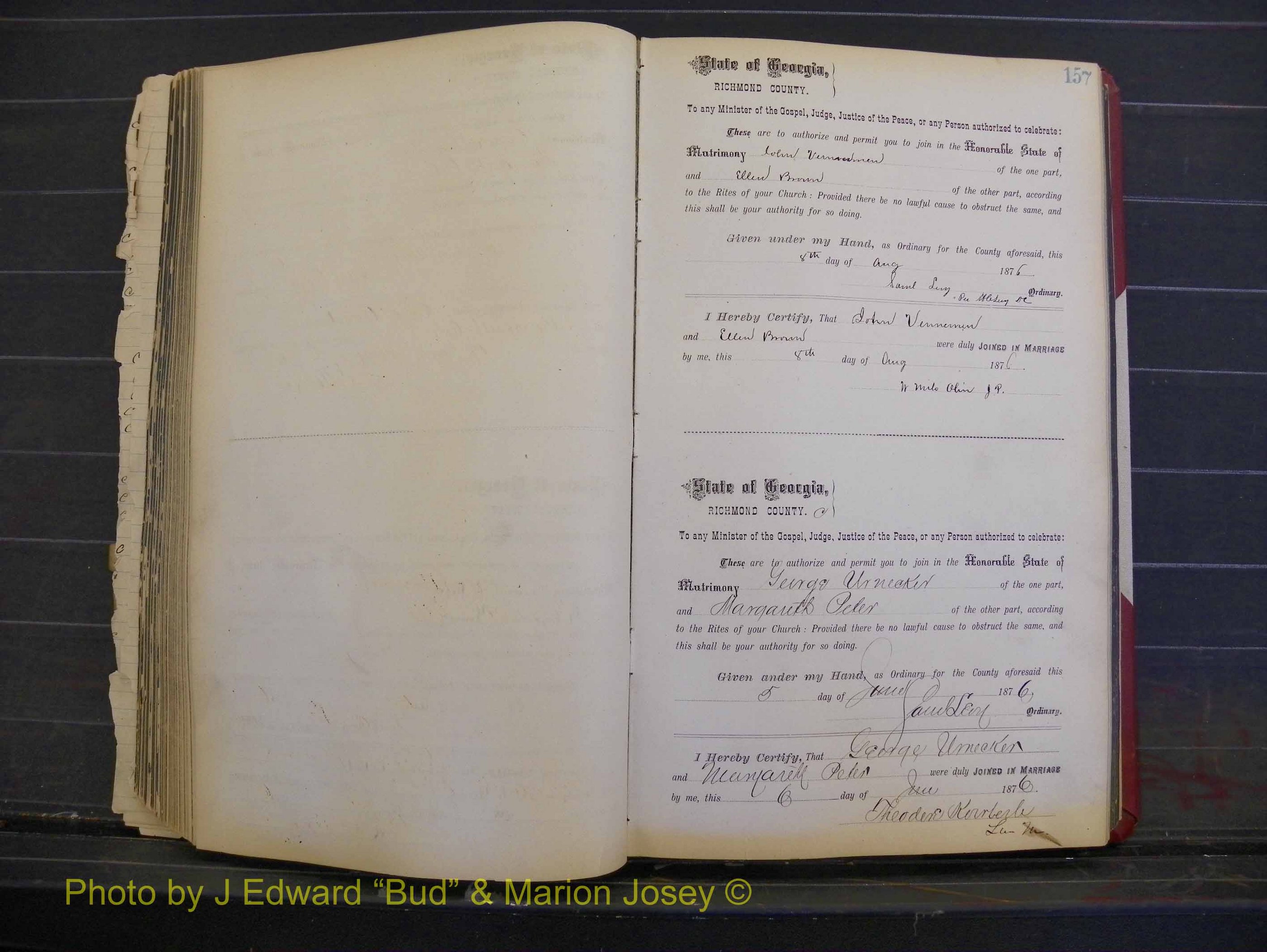 Richmond Marriages, Book I, 1868-1881 P 157.JPG