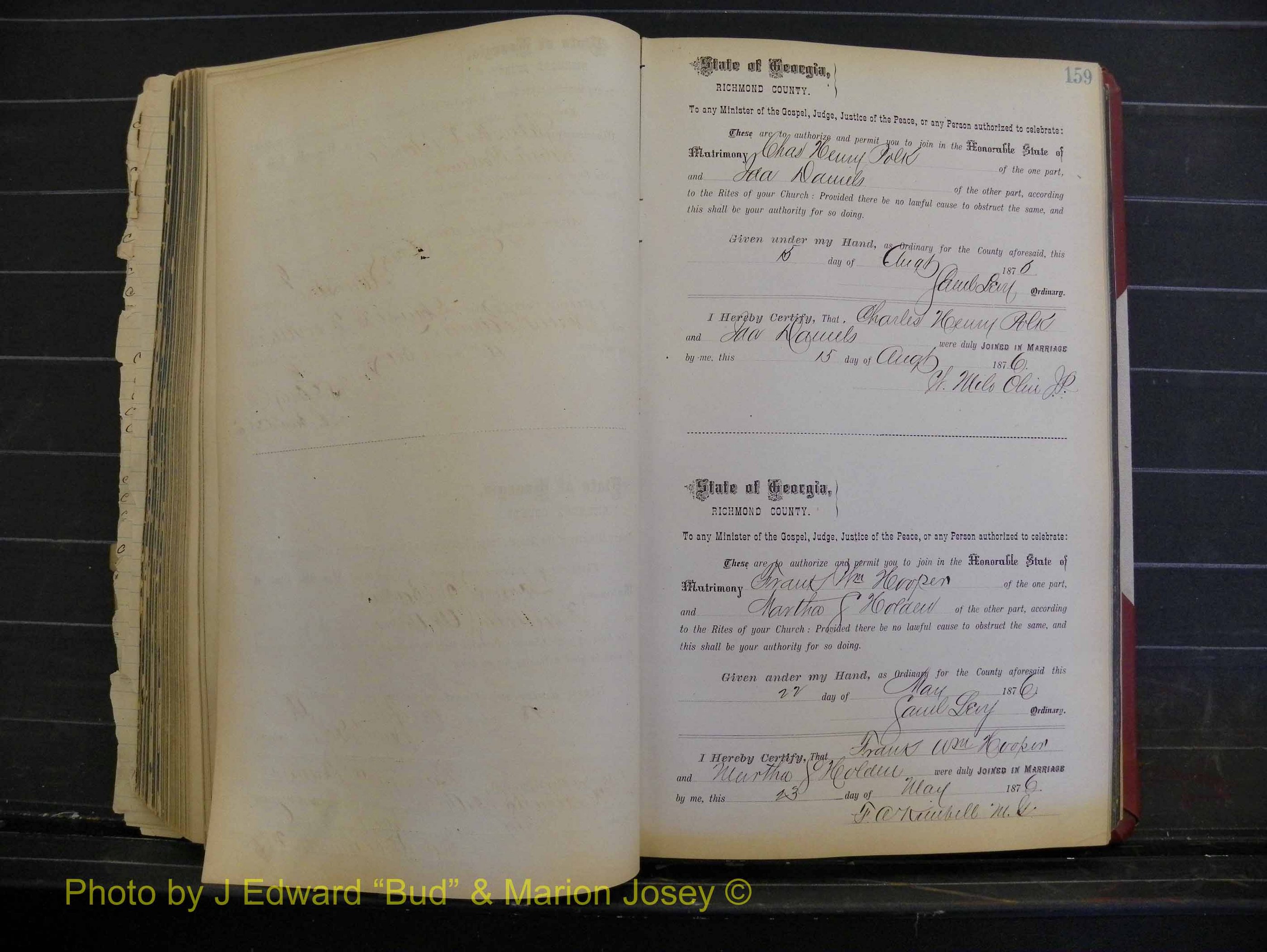 Richmond Marriages, Book I, 1868-1881 P 159.JPG