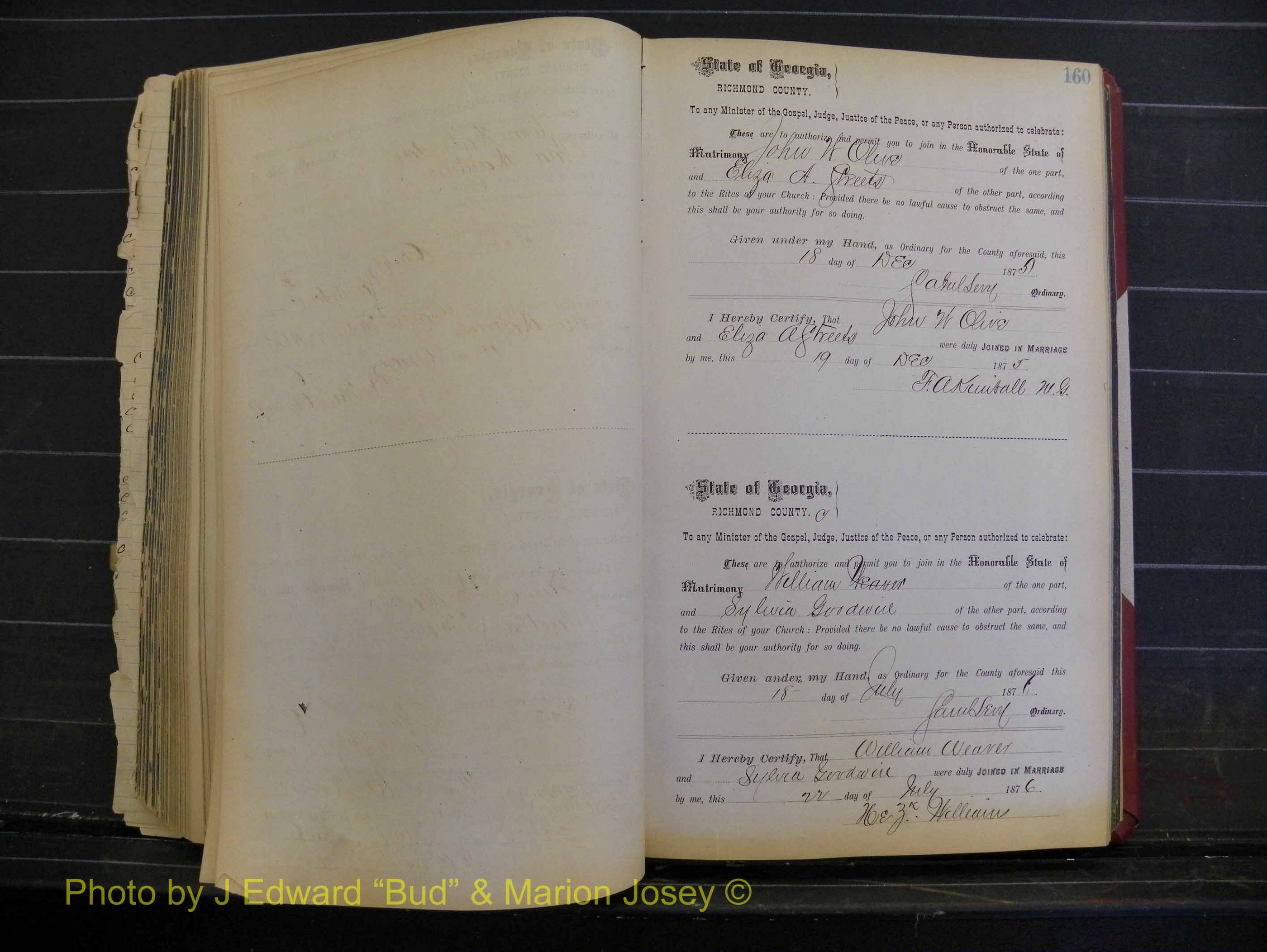 Richmond Marriages, Book I, 1868-1881 P 160.JPG