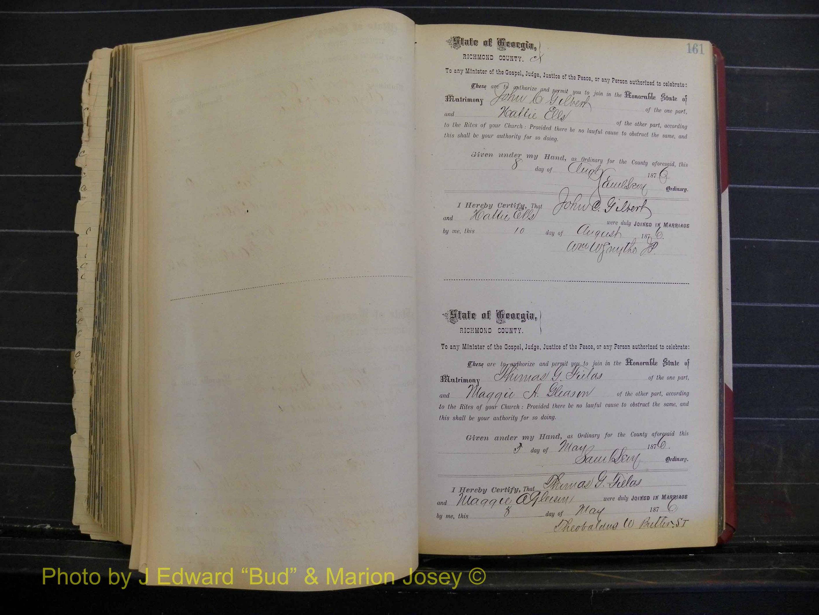 Richmond Marriages, Book I, 1868-1881 P 161.JPG
