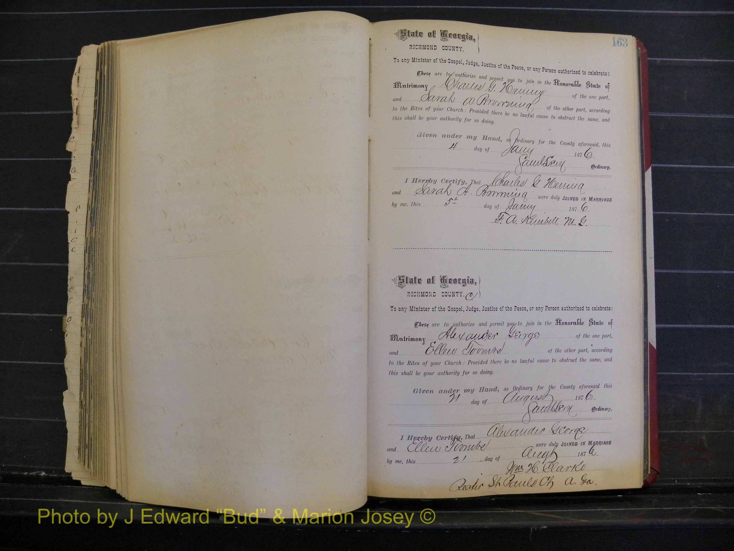 Richmond Marriages, Book I, 1868-1881 P 163.JPG