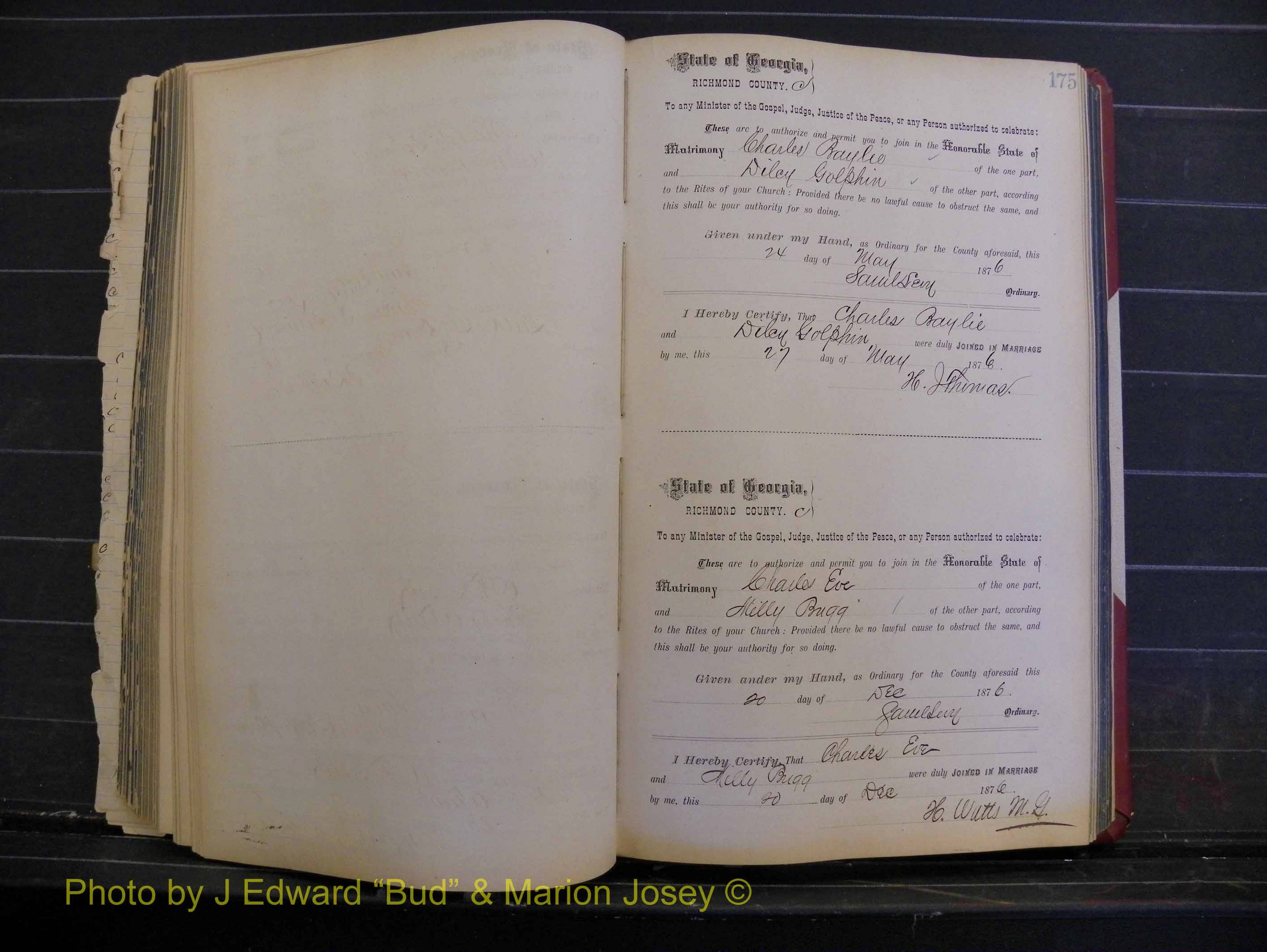 Richmond Marriages, Book I, 1868-1881 P 175.JPG