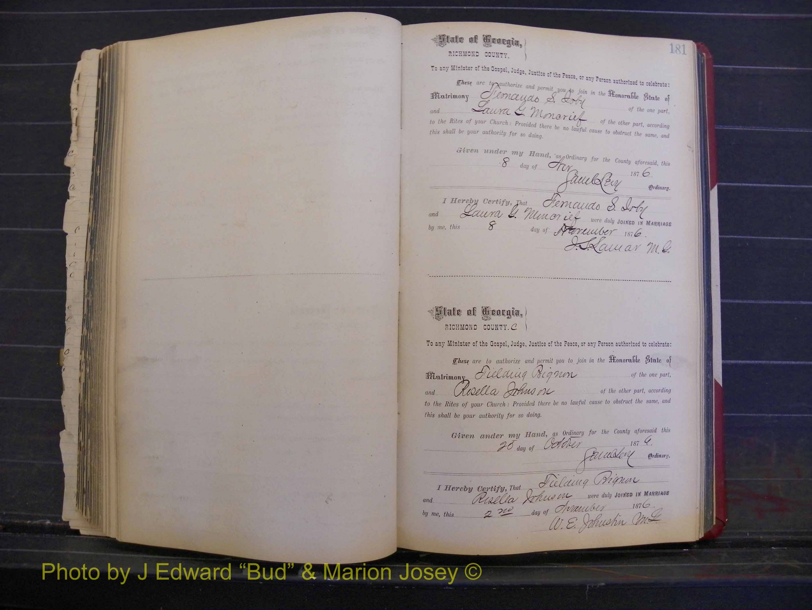 Richmond Marriages, Book I, 1868-1881 P 181.JPG