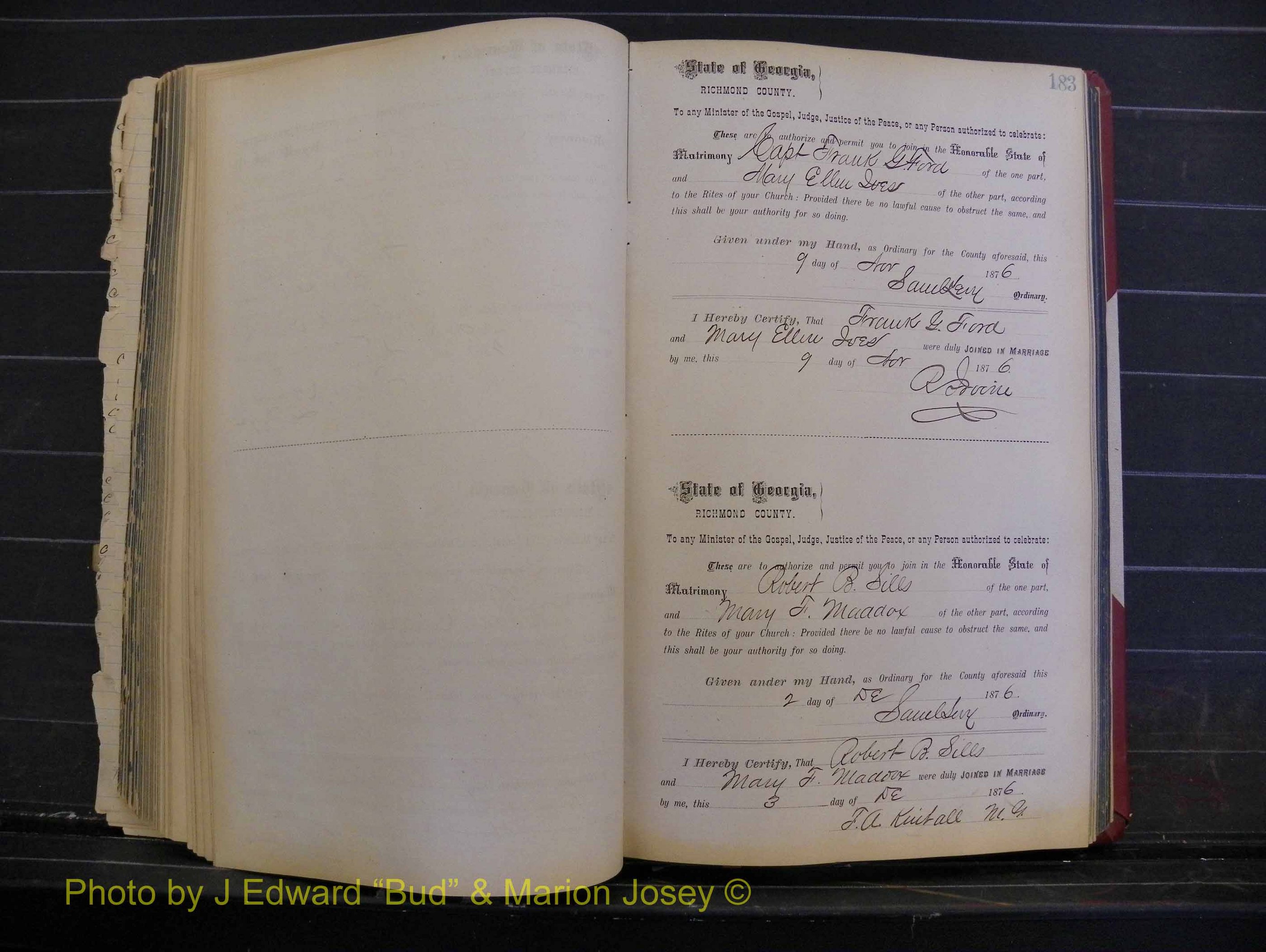 Richmond Marriages, Book I, 1868-1881 P 183.JPG