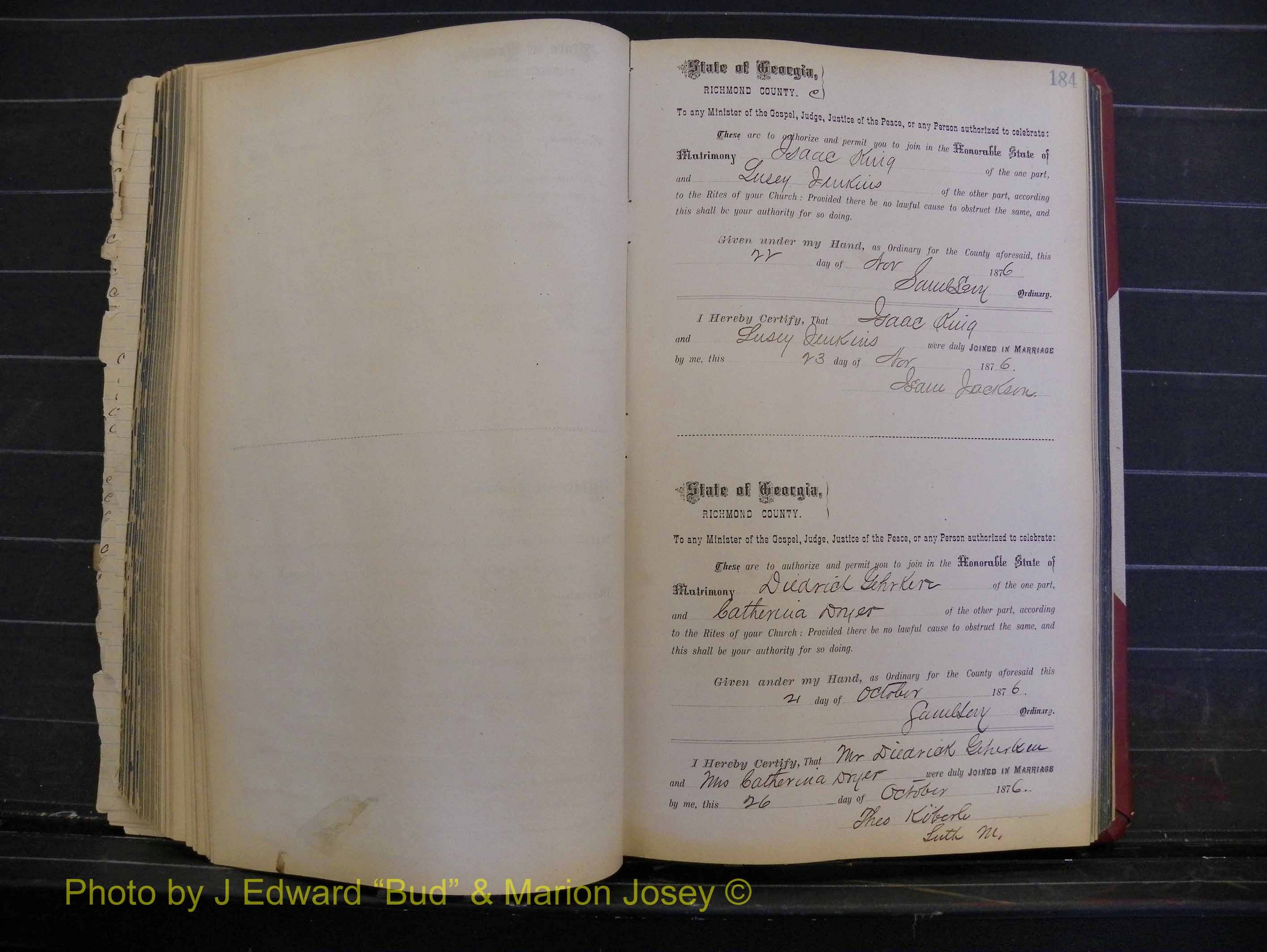 Richmond Marriages, Book I, 1868-1881 P 184.JPG