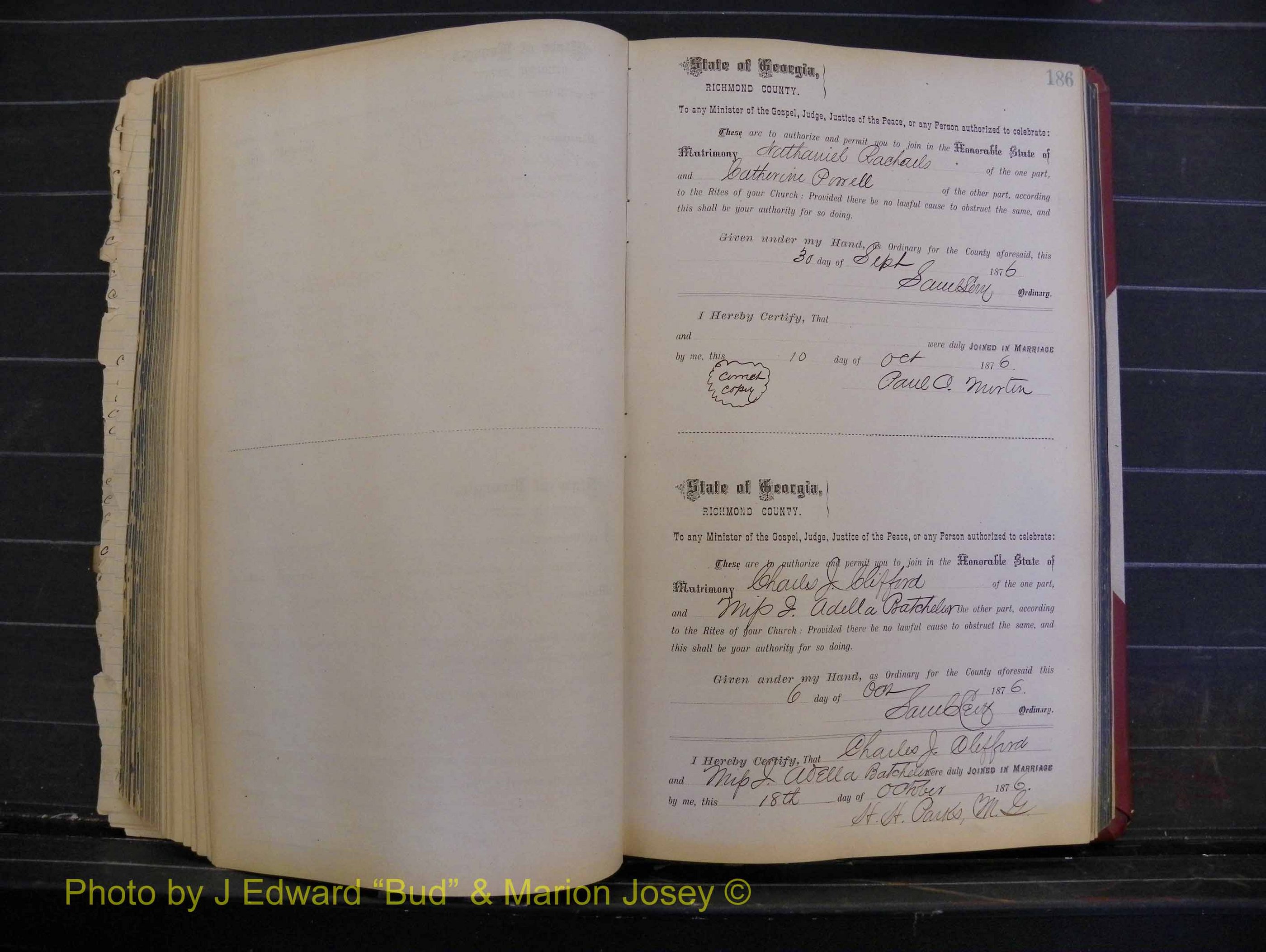 Richmond Marriages, Book I, 1868-1881 P 186.JPG