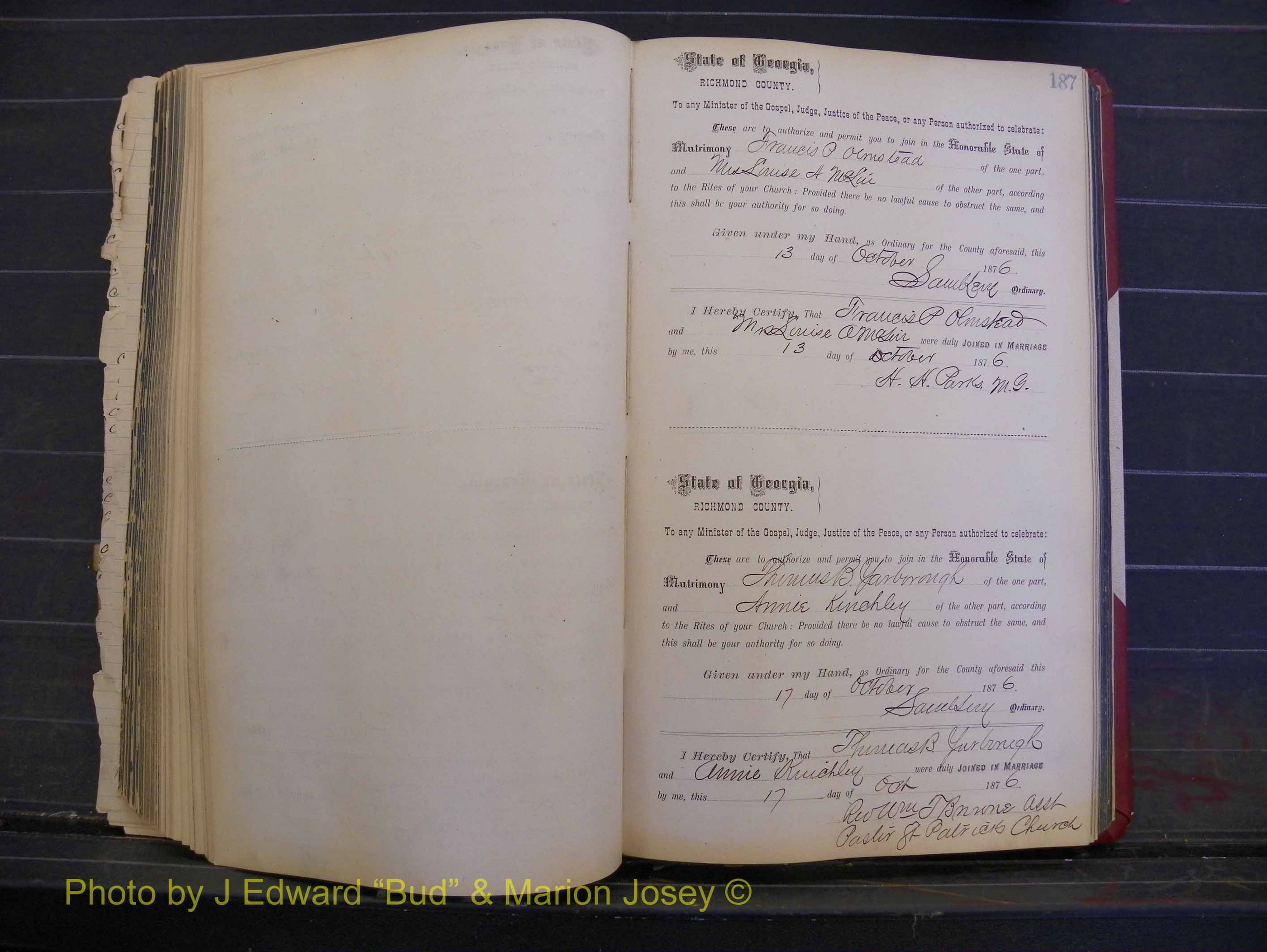 Richmond Marriages, Book I, 1868-1881 P 187.JPG