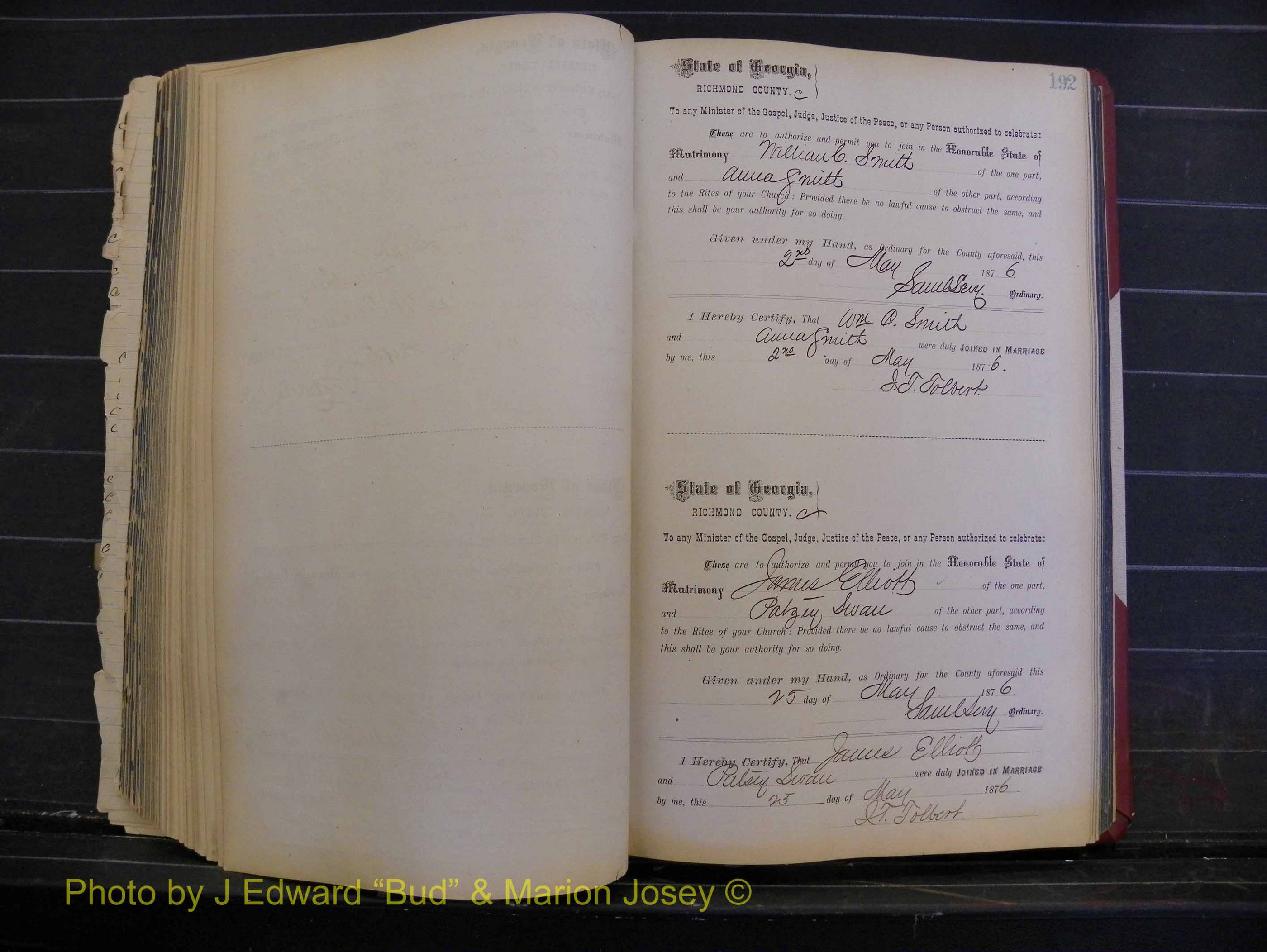 Richmond Marriages, Book I, 1868-1881 P 192.JPG