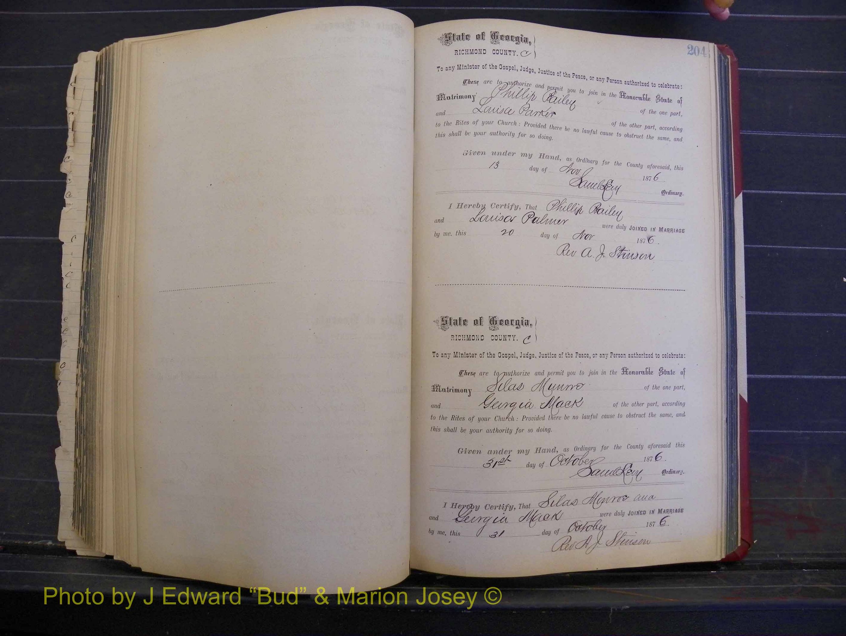 Richmond Marriages, Book I, 1868-1881 P 204.JPG