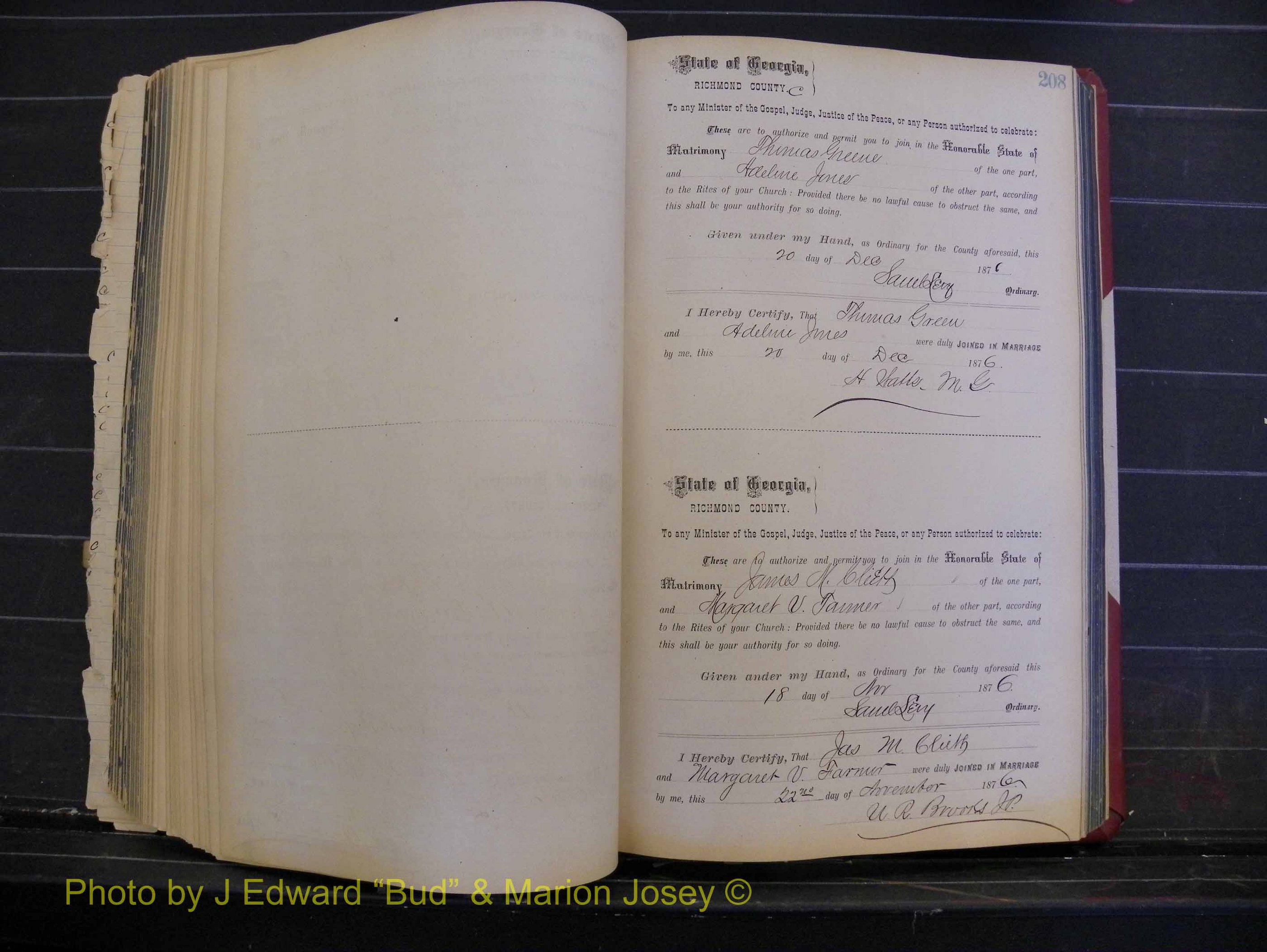 Richmond Marriages, Book I, 1868-1881 P 208.JPG