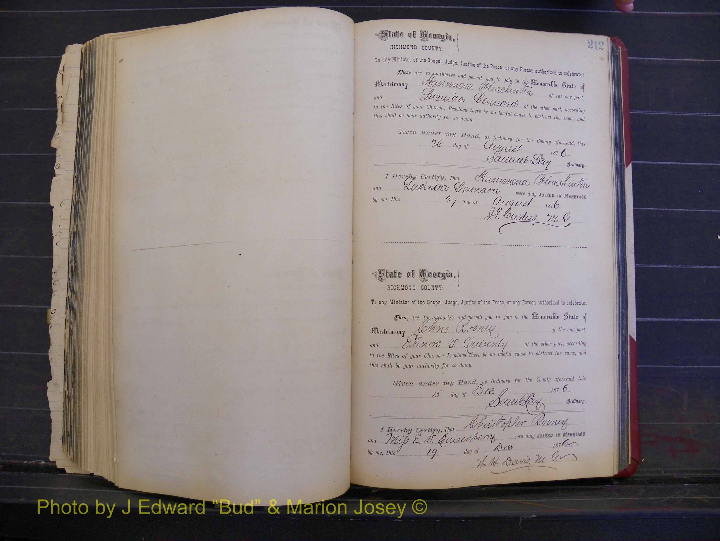 Richmond Marriages, Book I, 1868-1881 P 212.JPG