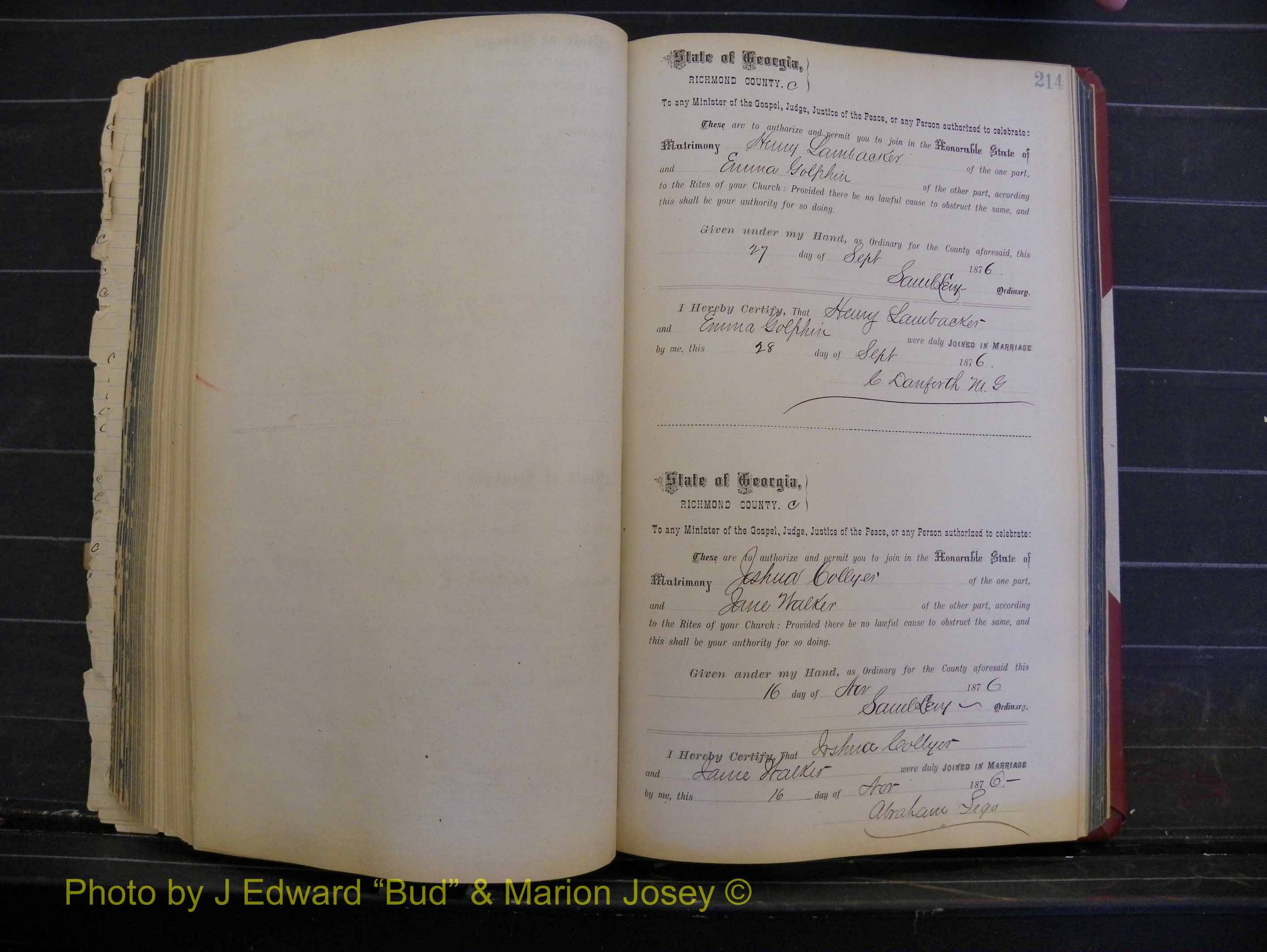 Richmond Marriages, Book I, 1868-1881 P 214.JPG