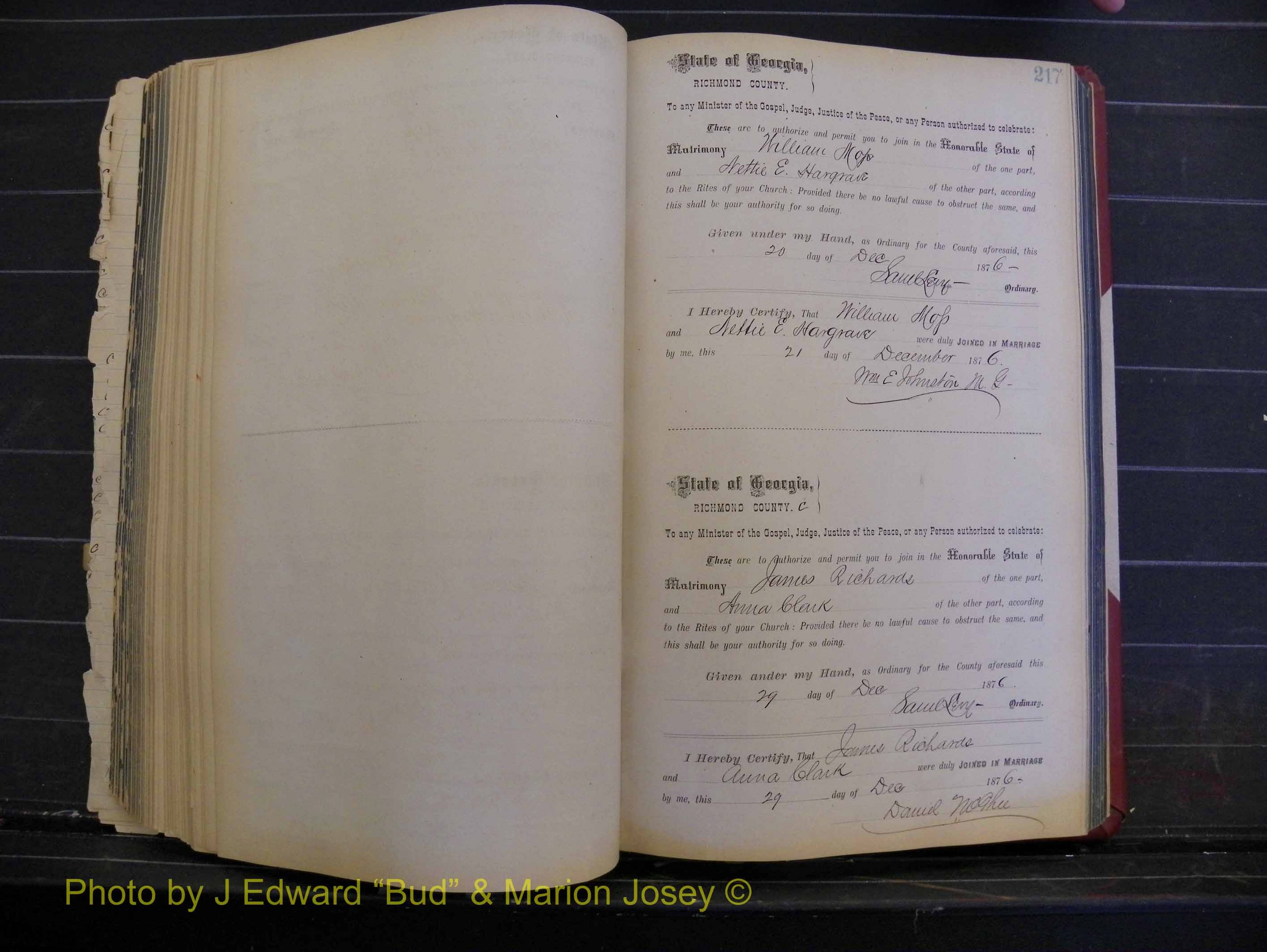 Richmond Marriages, Book I, 1868-1881 P 217.JPG