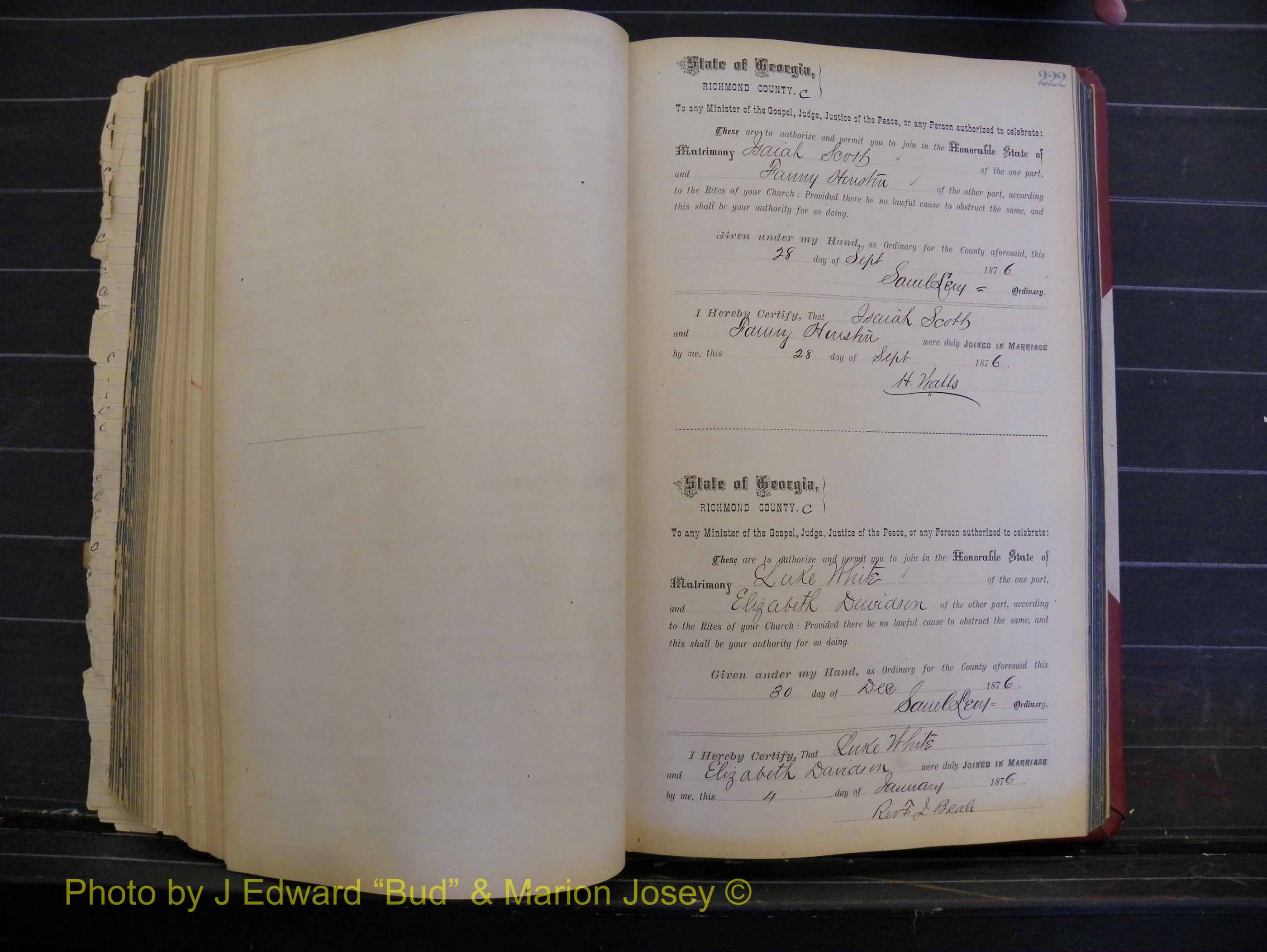 Richmond Marriages, Book I, 1868-1881 P 222.JPG