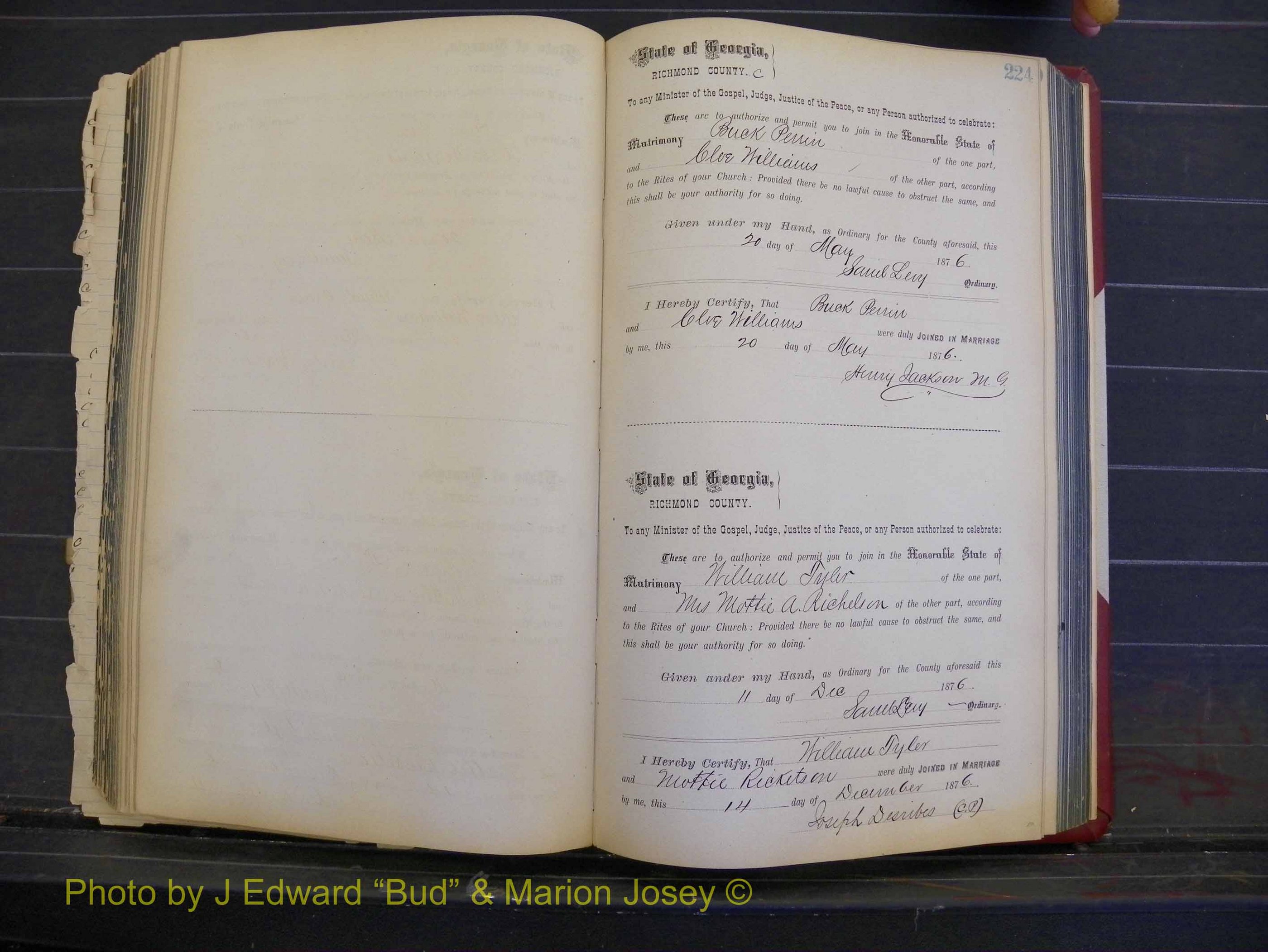 Richmond Marriages, Book I, 1868-1881 P 224.JPG