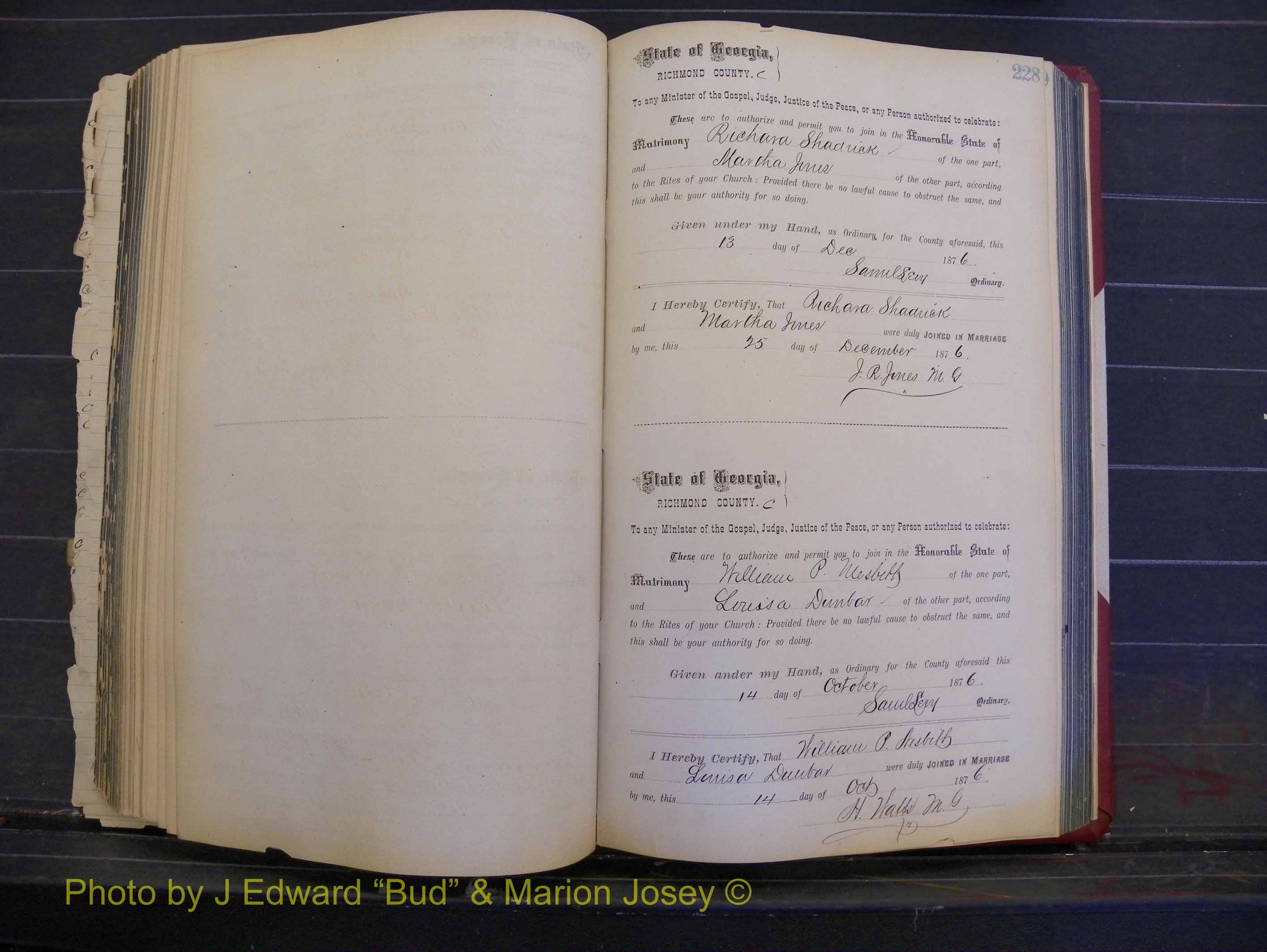 Richmond Marriages, Book I, 1868-1881 P 228.JPG