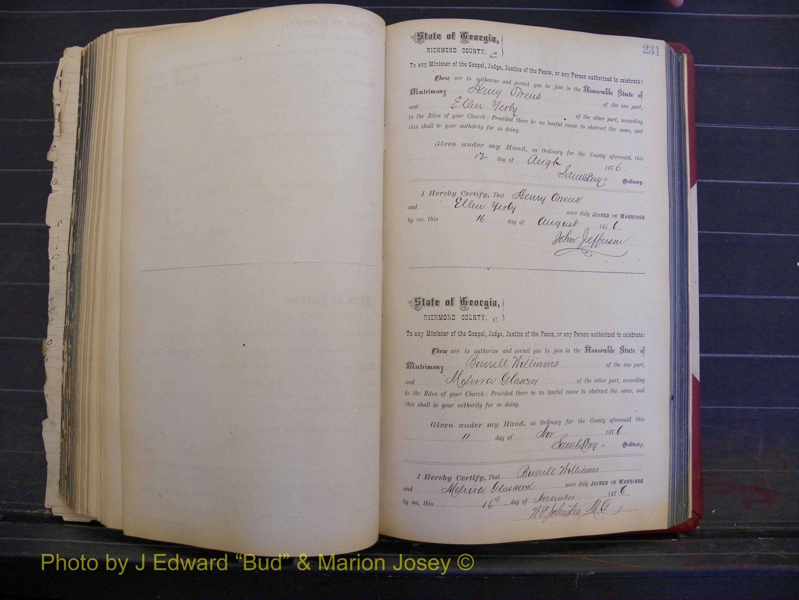 Richmond Marriages, Book I, 1868-1881 P 231.JPG