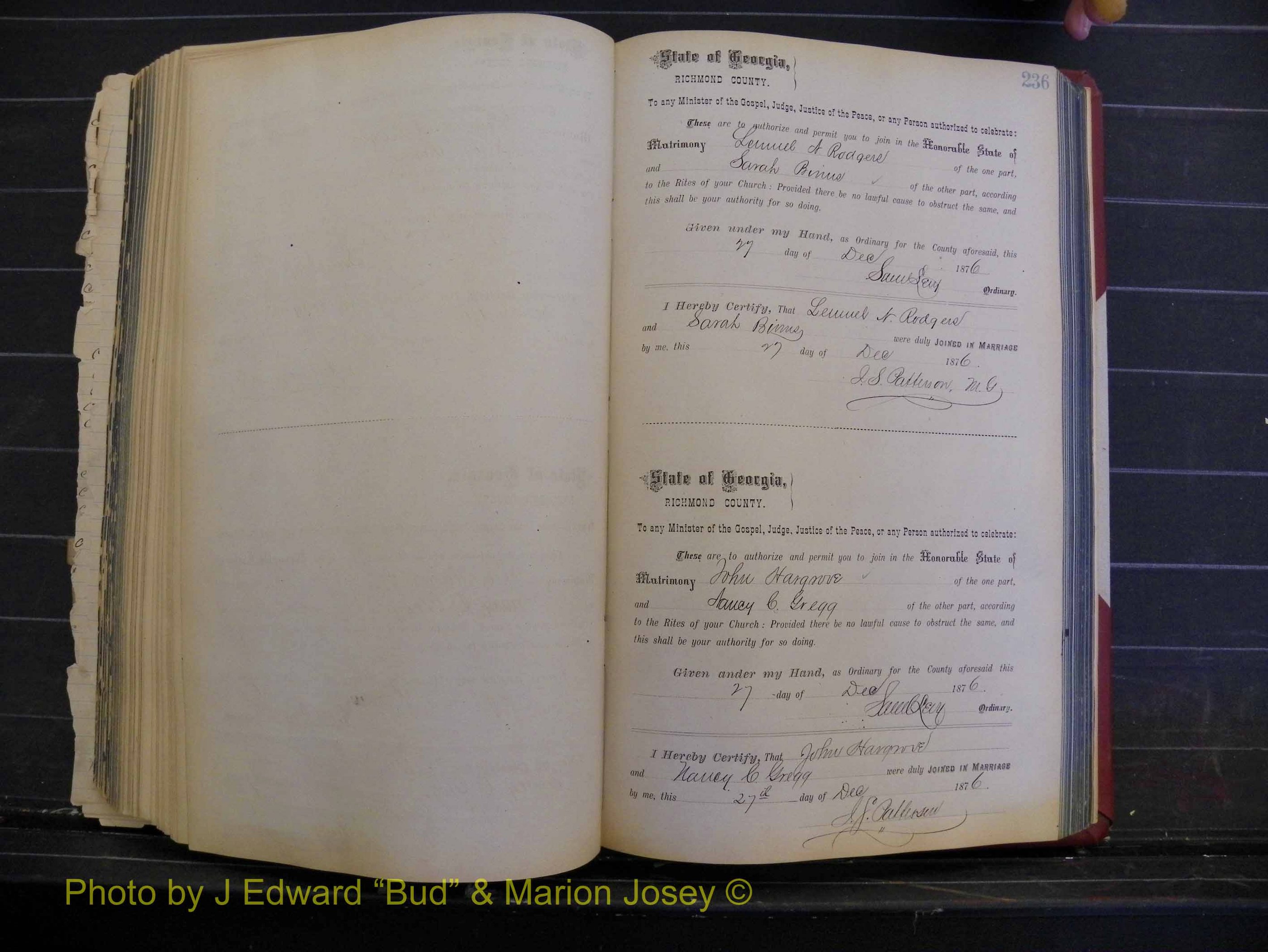 Richmond Marriages, Book I, 1868-1881 P 236.JPG