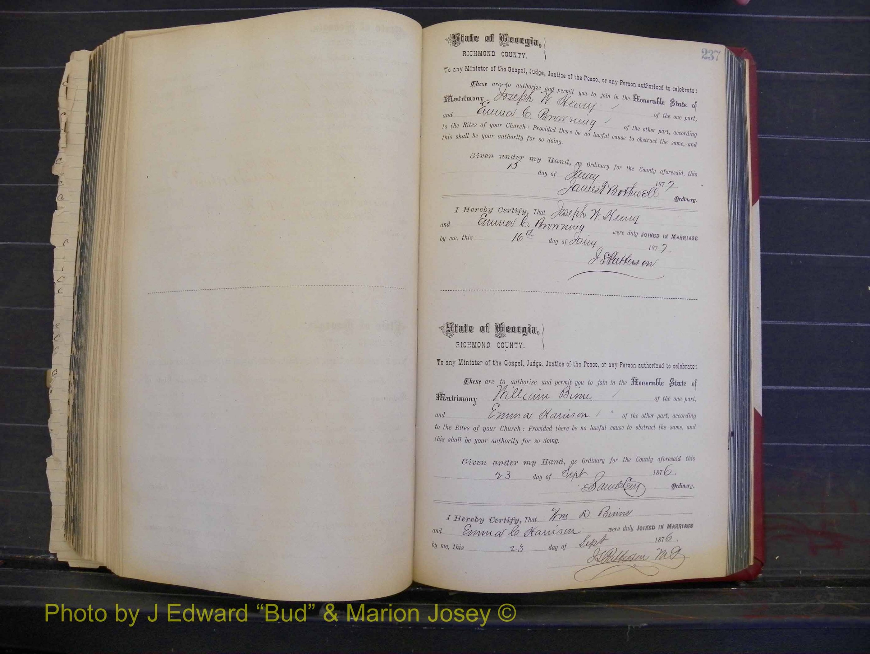 Richmond Marriages, Book I, 1868-1881 P 237.JPG