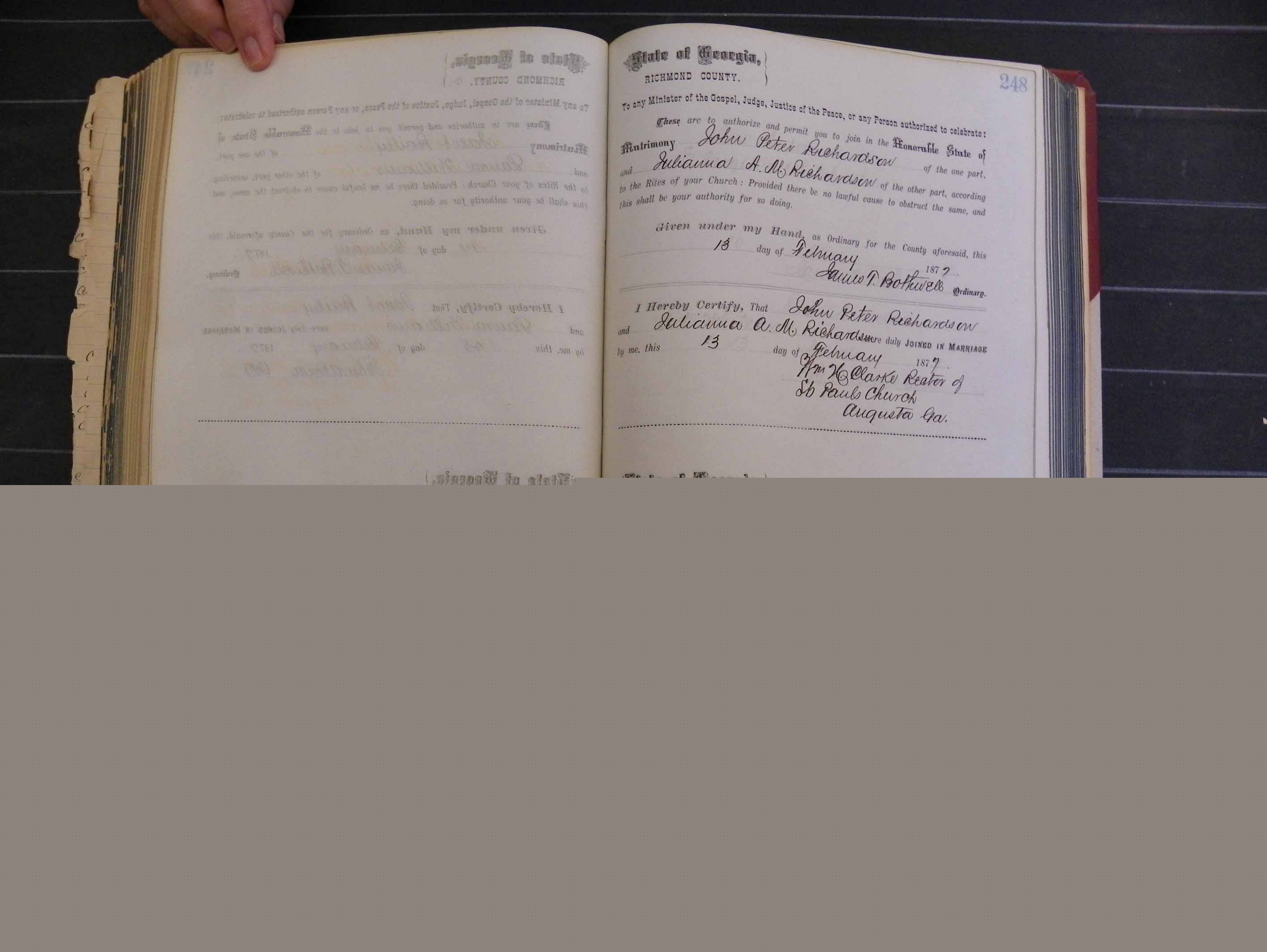 Richmond Marriages, Book I, 1868-1881 P 248.JPG