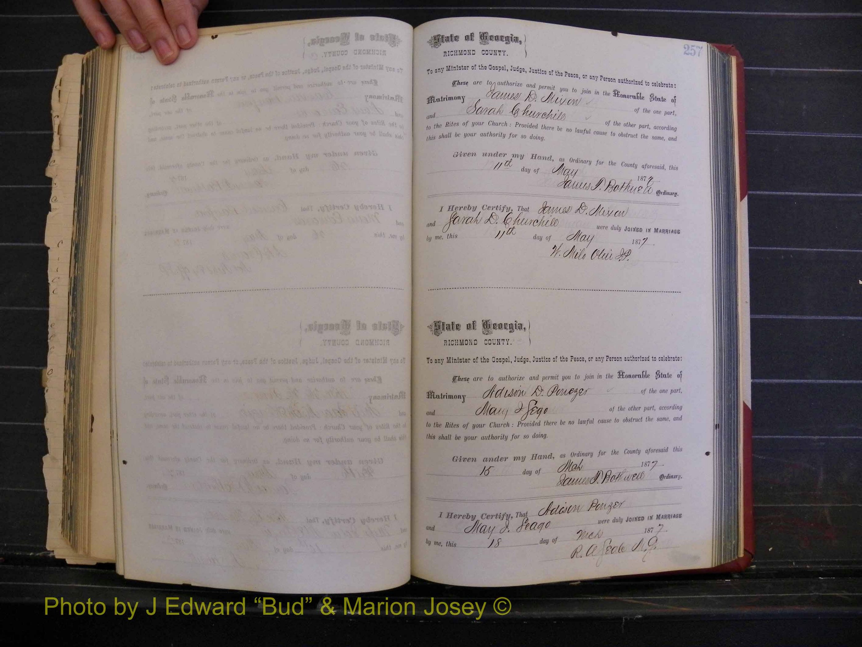 Richmond Marriages, Book I, 1868-1881 P 257.JPG