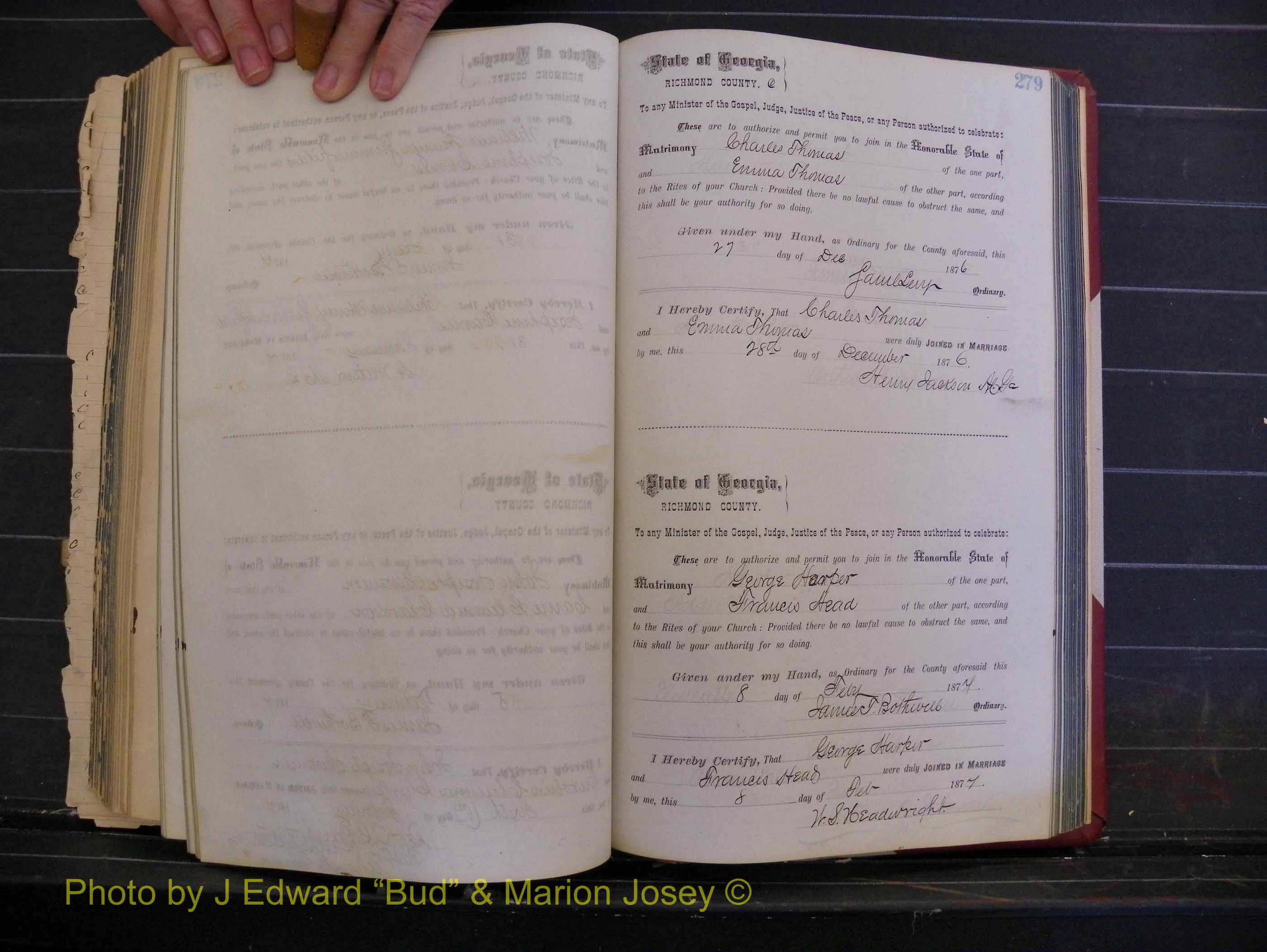 Richmond Marriages, Book I, 1868-1881 P 279.JPG