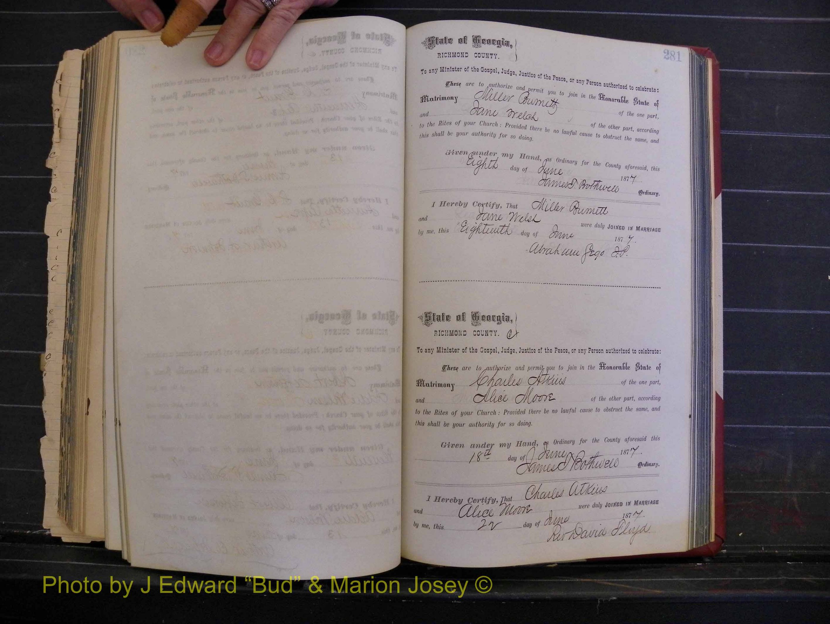 Richmond Marriages, Book I, 1868-1881 P 281.JPG