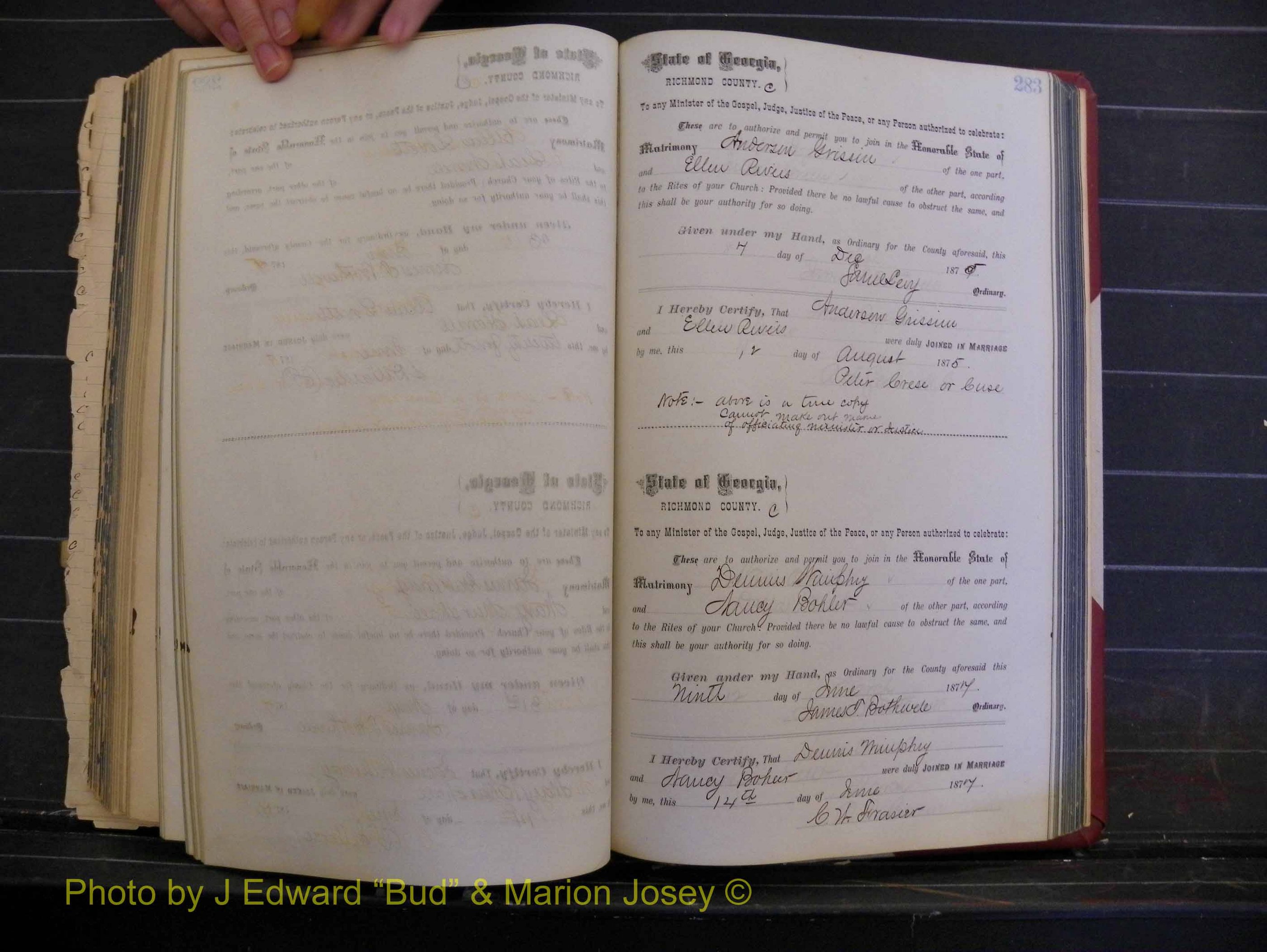 Richmond Marriages, Book I, 1868-1881 P 283.JPG