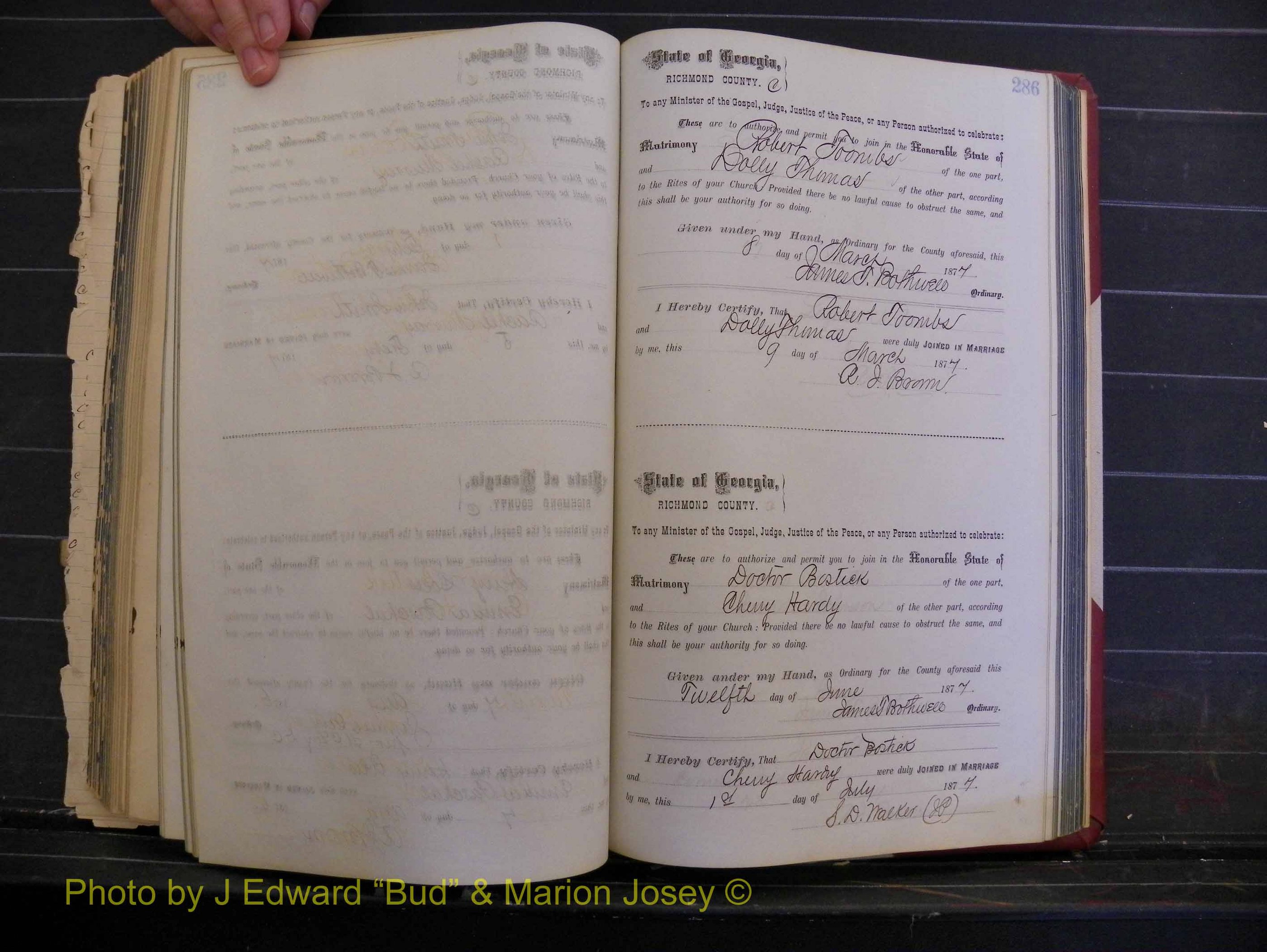 Richmond Marriages, Book I, 1868-1881 P 286.JPG