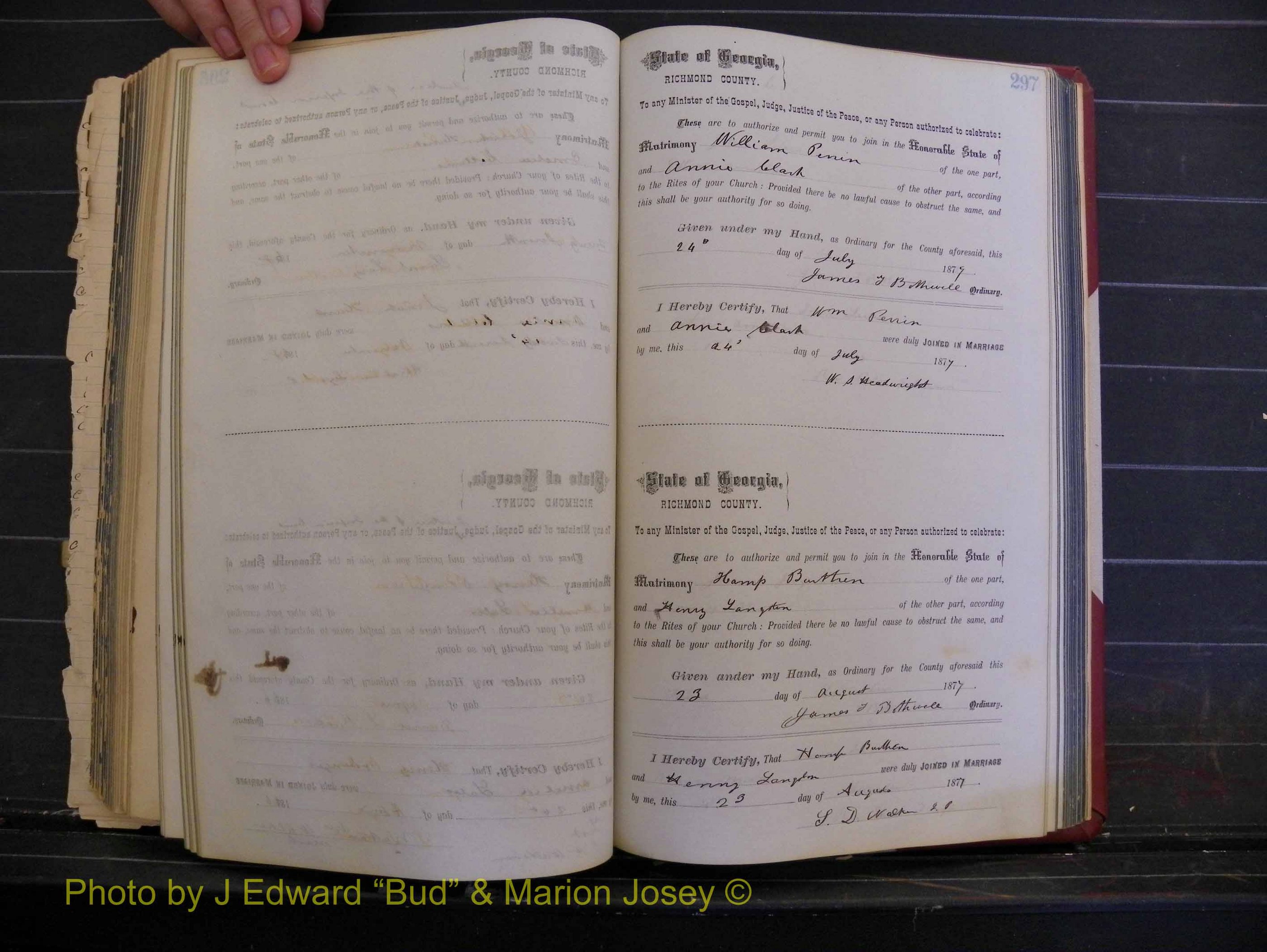Richmond Marriages, Book I, 1868-1881 P 297.JPG