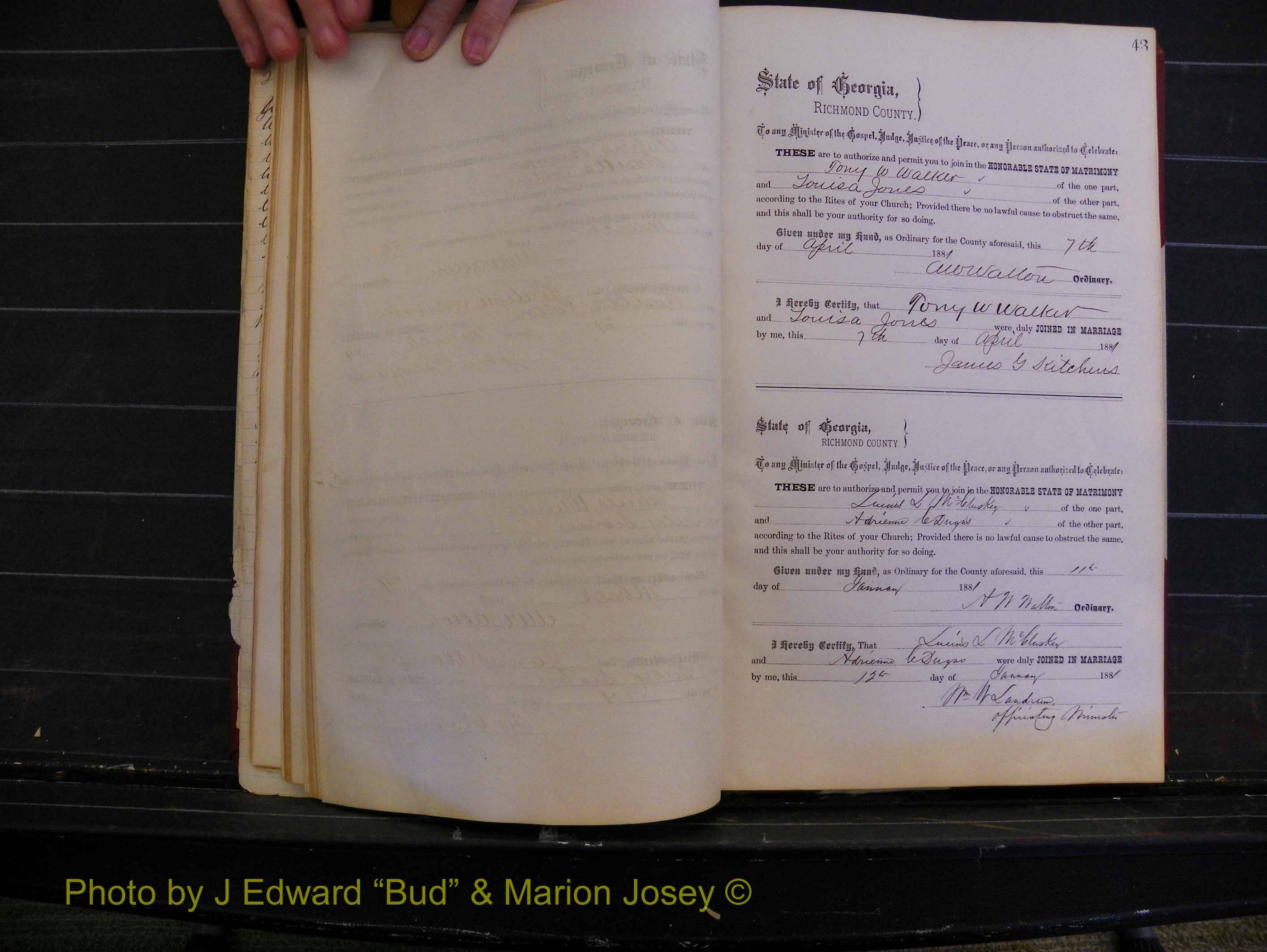 Richmond Marriages, Book K, 1876-1882 P 043.JPG