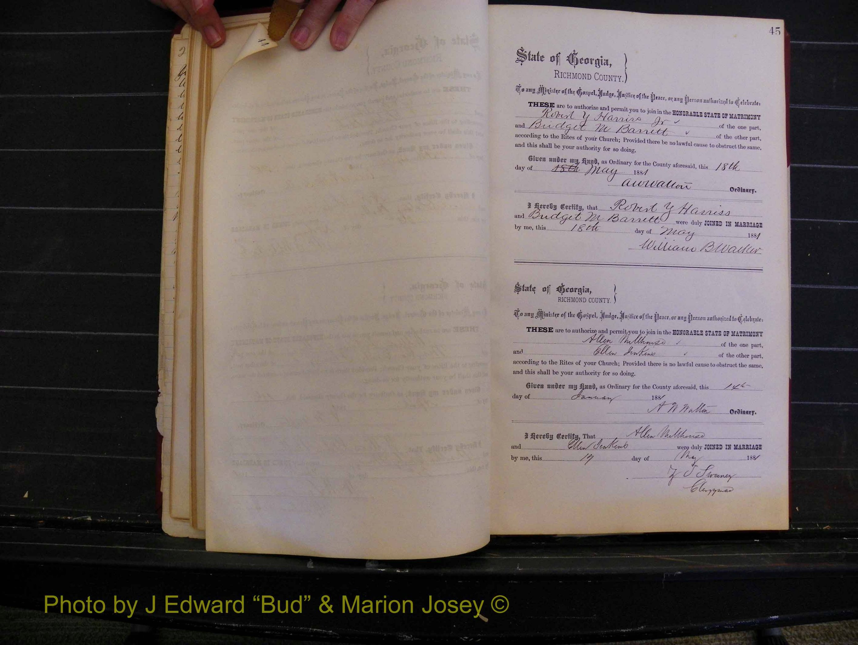 Richmond Marriages, Book K, 1876-1882 P 045.JPG