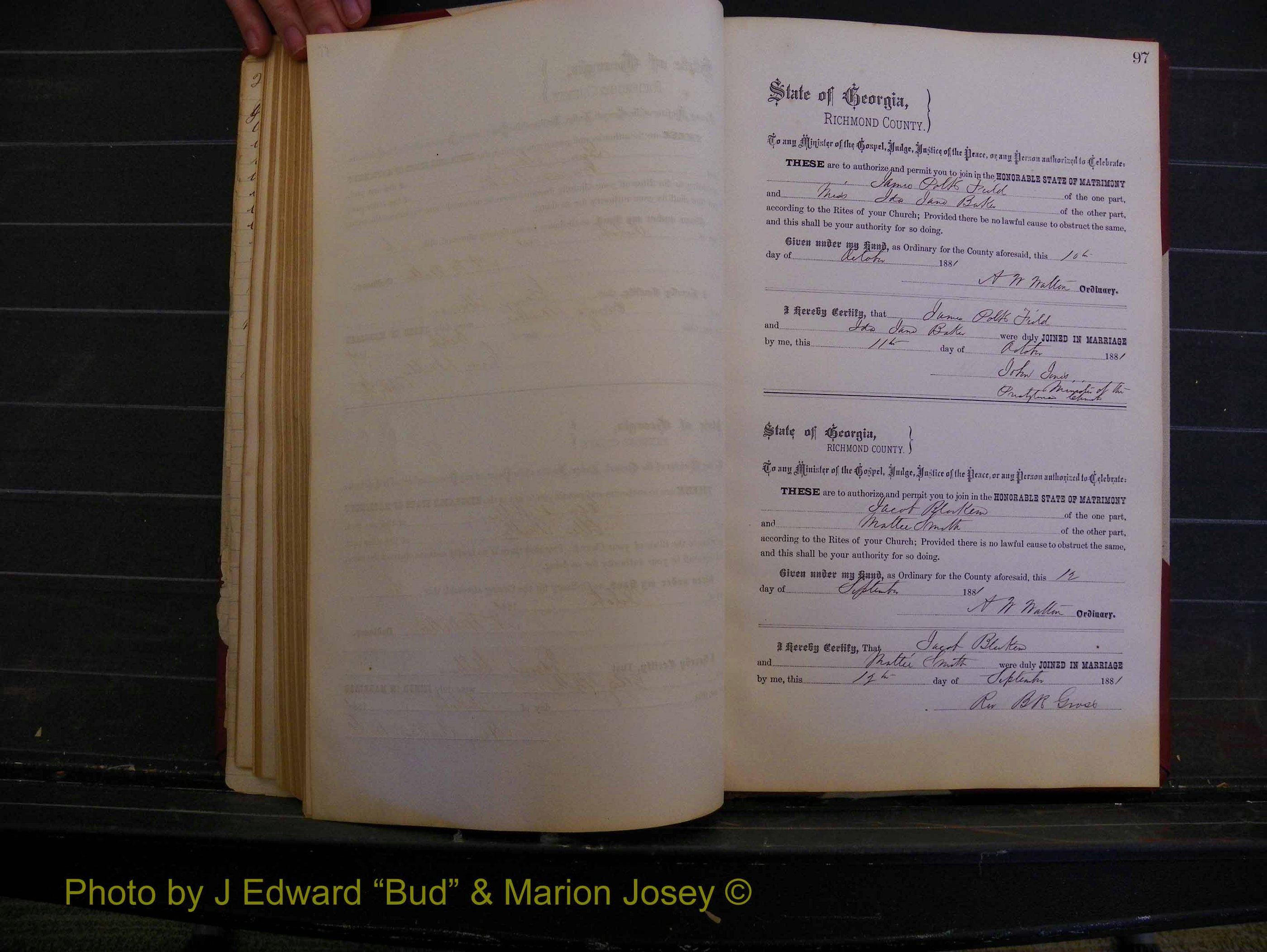 Richmond Marriages, Book K, 1876-1882 P 097.JPG