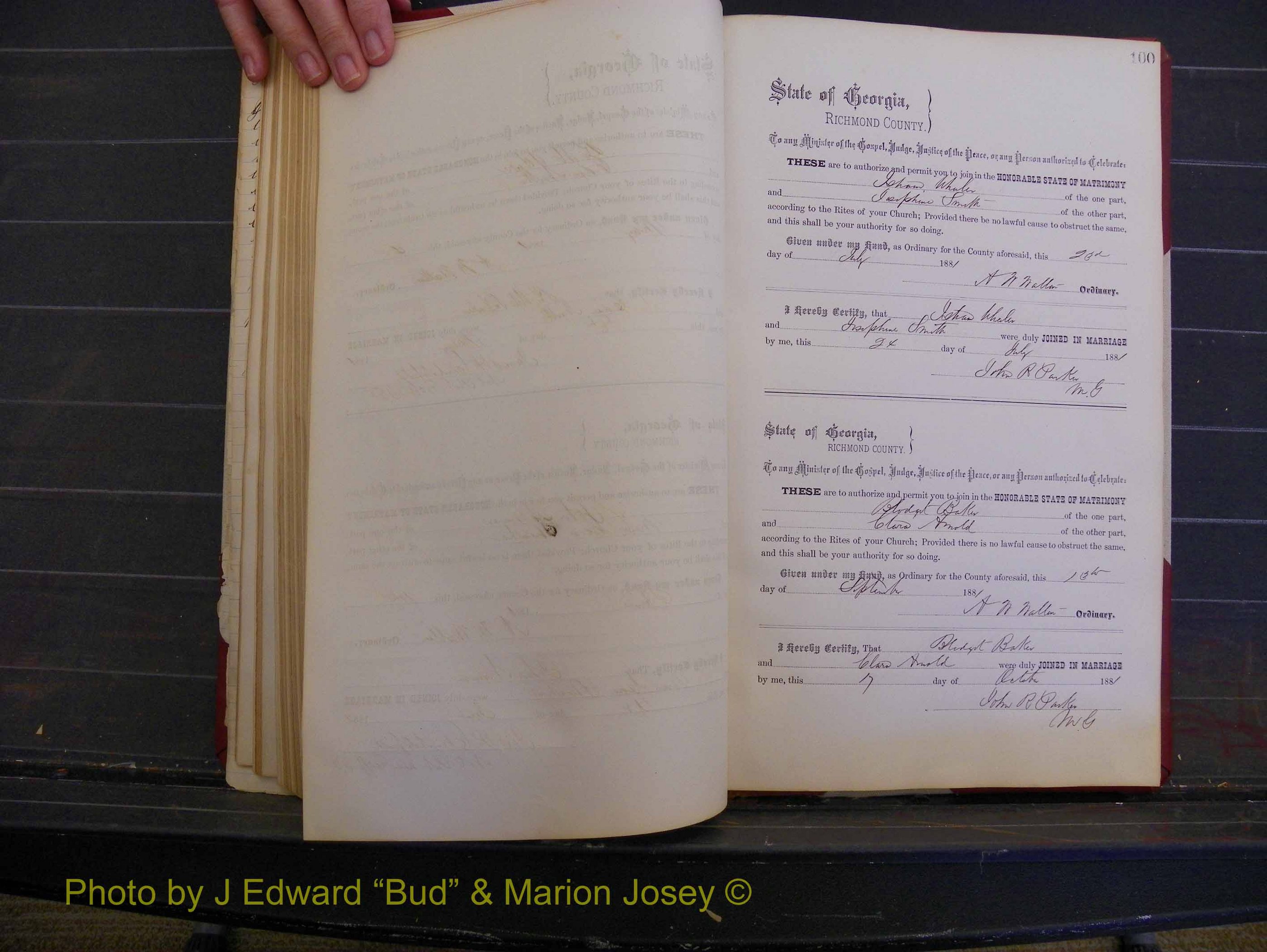 Richmond Marriages, Book K, 1876-1882 P 100.JPG