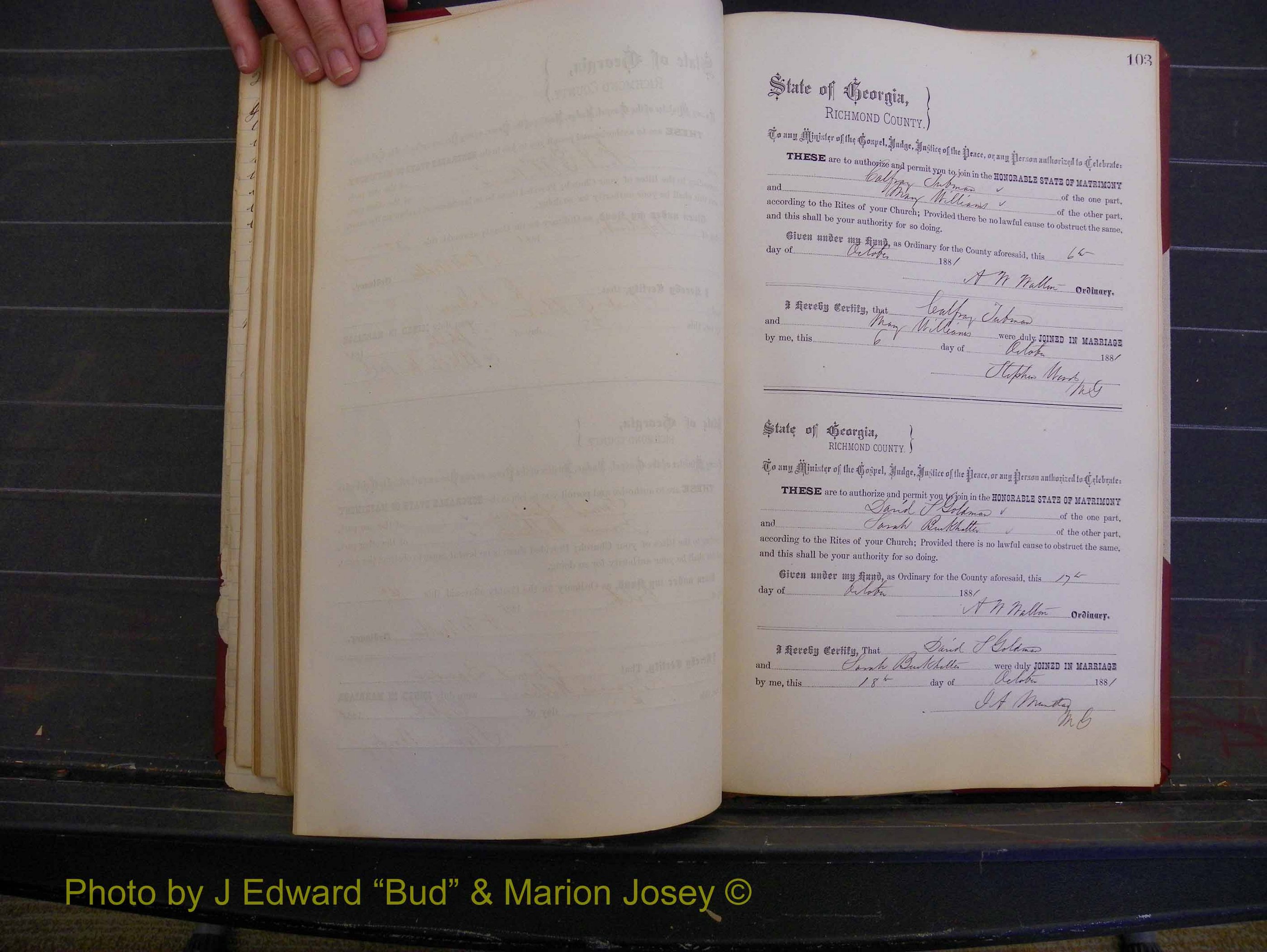 Richmond Marriages, Book K, 1876-1882 P 103.JPG