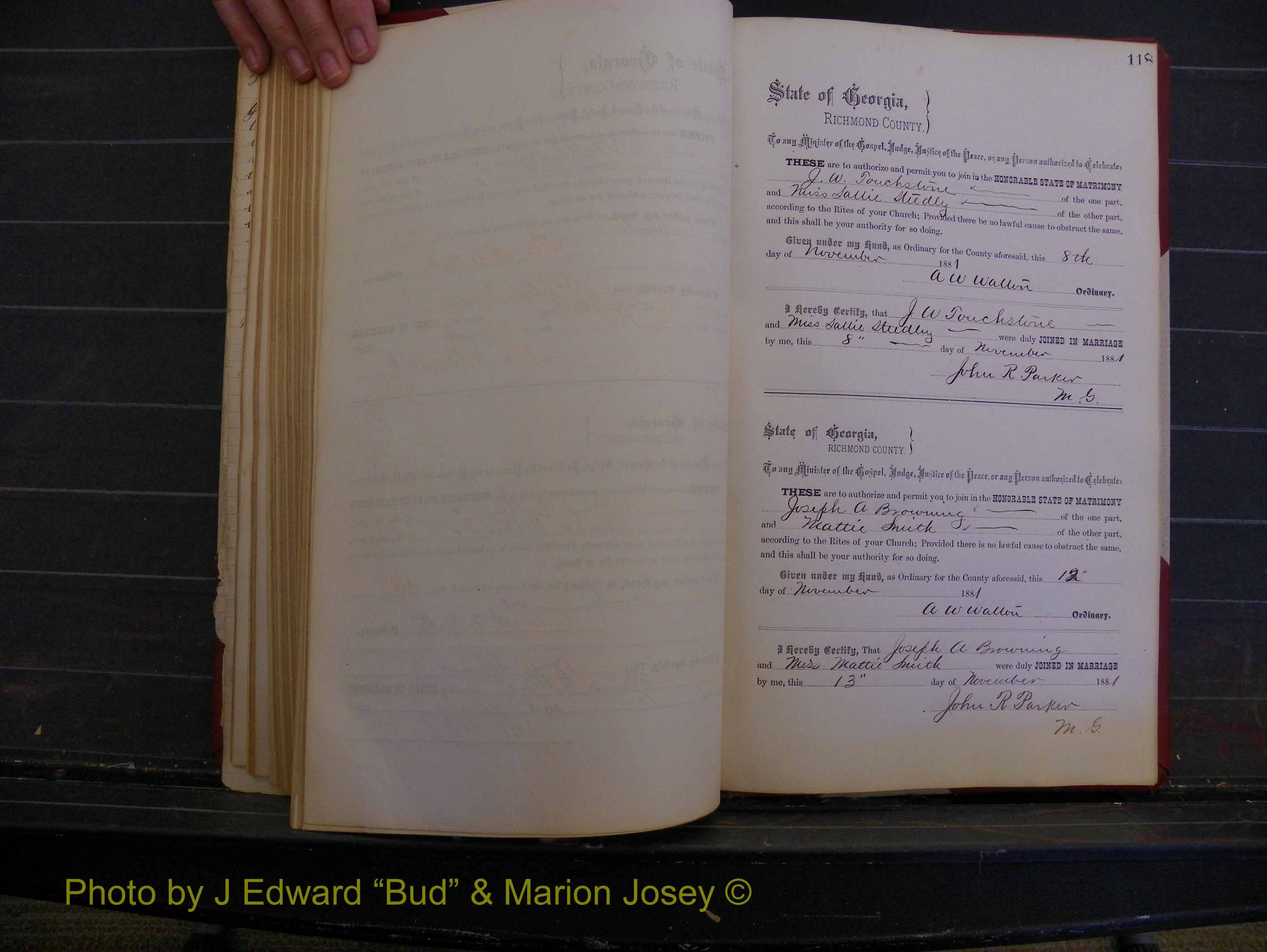 Richmond Marriages, Book K, 1876-1882 P 118.JPG