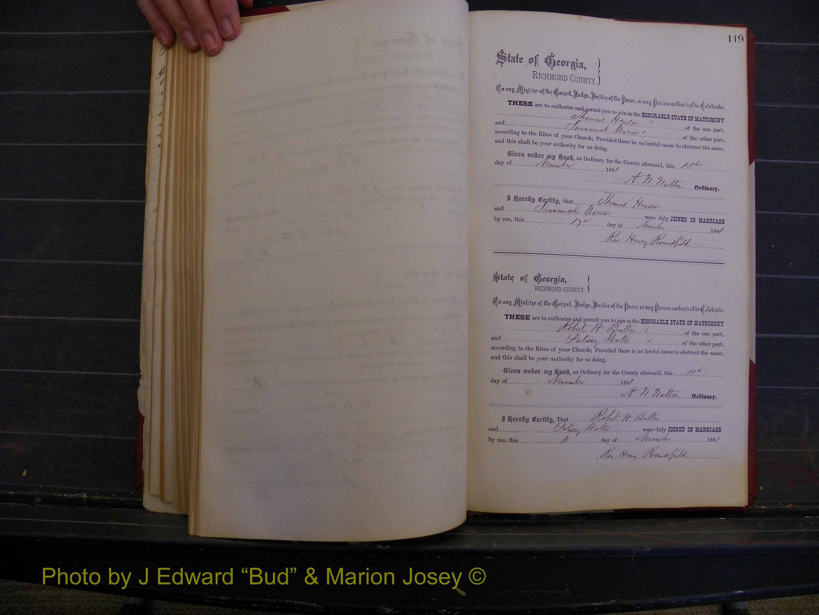 Richmond Marriages, Book K, 1876-1882 P 119.JPG