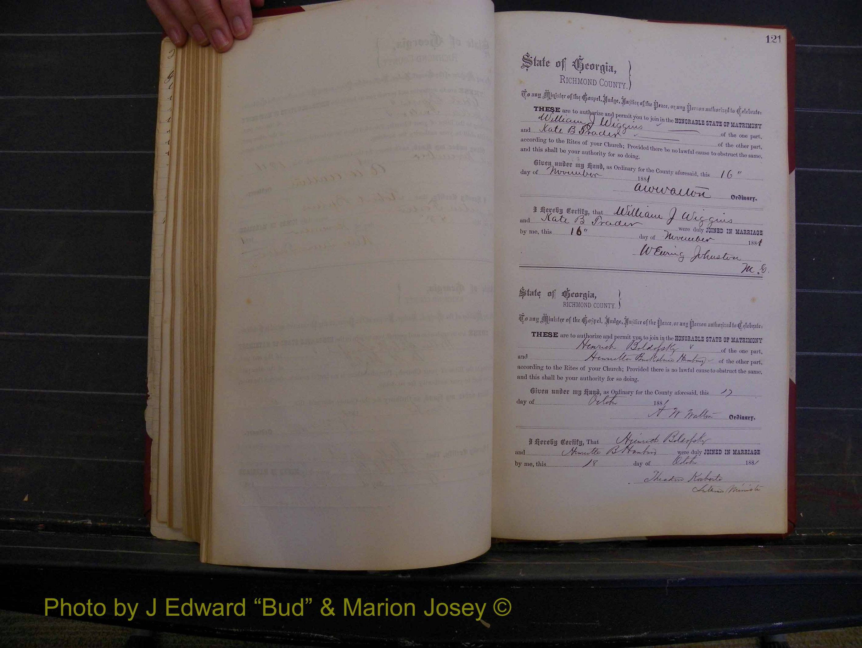 Richmond Marriages, Book K, 1876-1882 P 121.JPG
