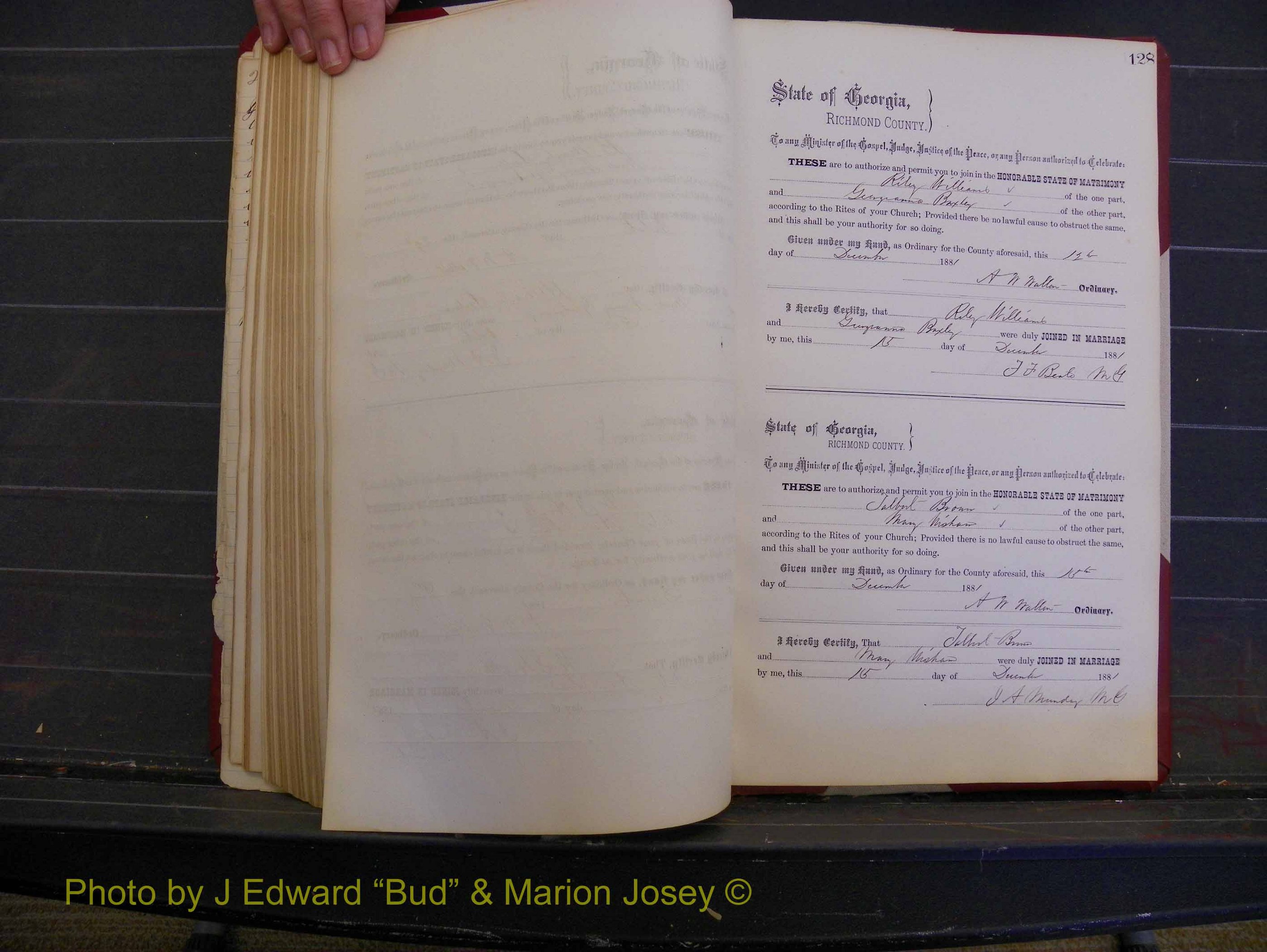 Richmond Marriages, Book K, 1876-1882 P 128.JPG