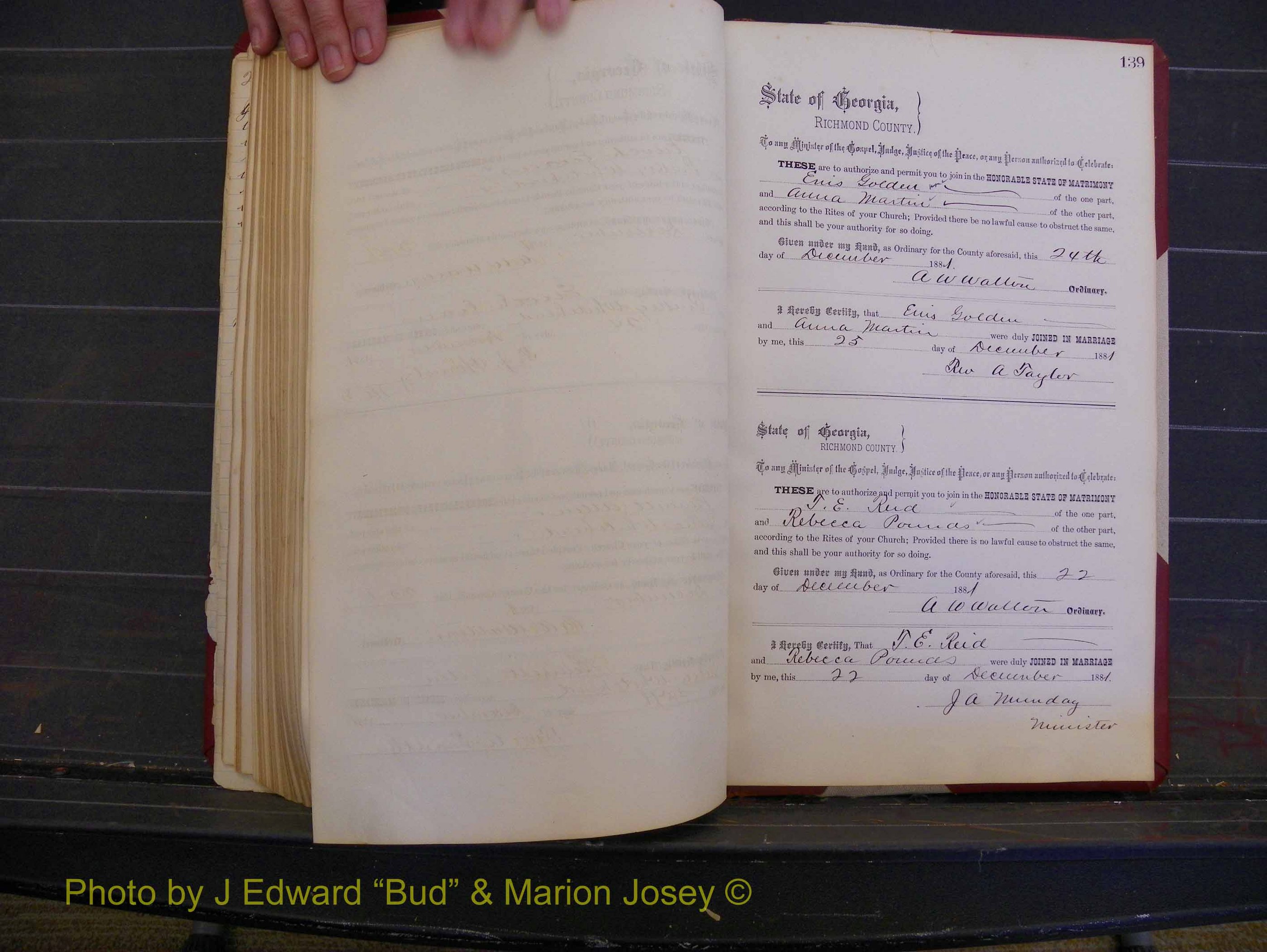 Richmond Marriages, Book K, 1876-1882 P 139.JPG