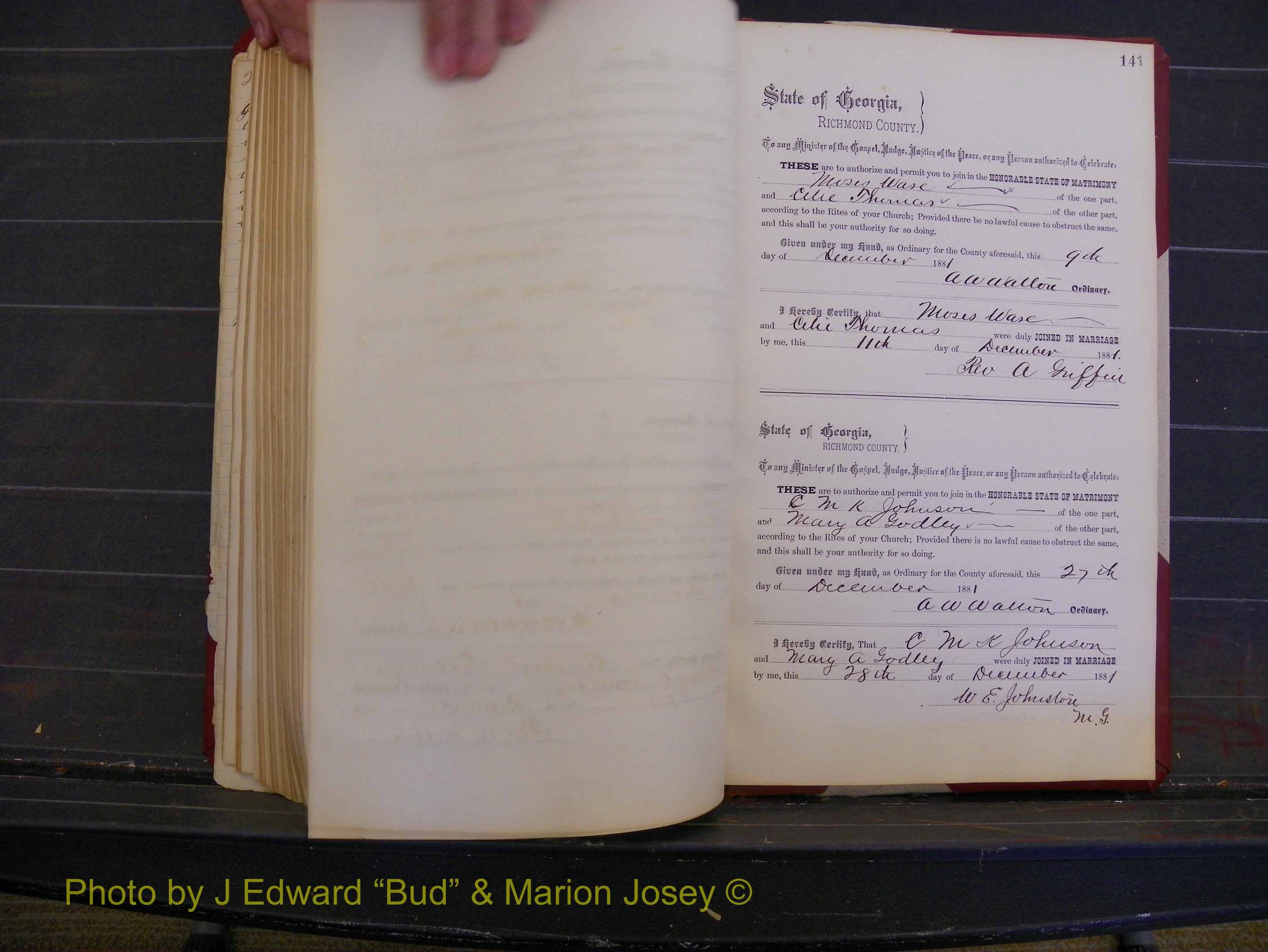 Richmond Marriages, Book K, 1876-1882 P 141.JPG