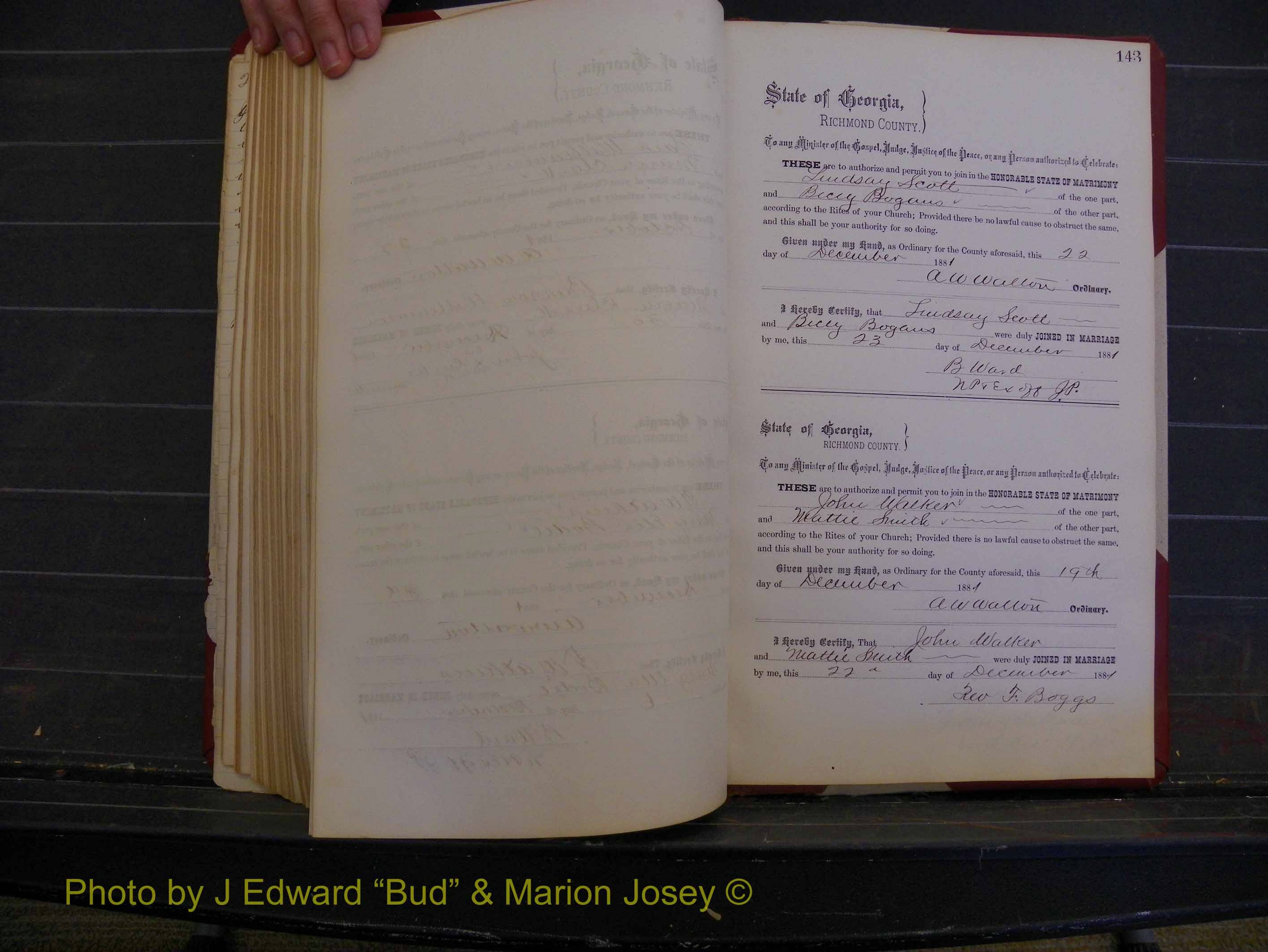 Richmond Marriages, Book K, 1876-1882 P 143.JPG