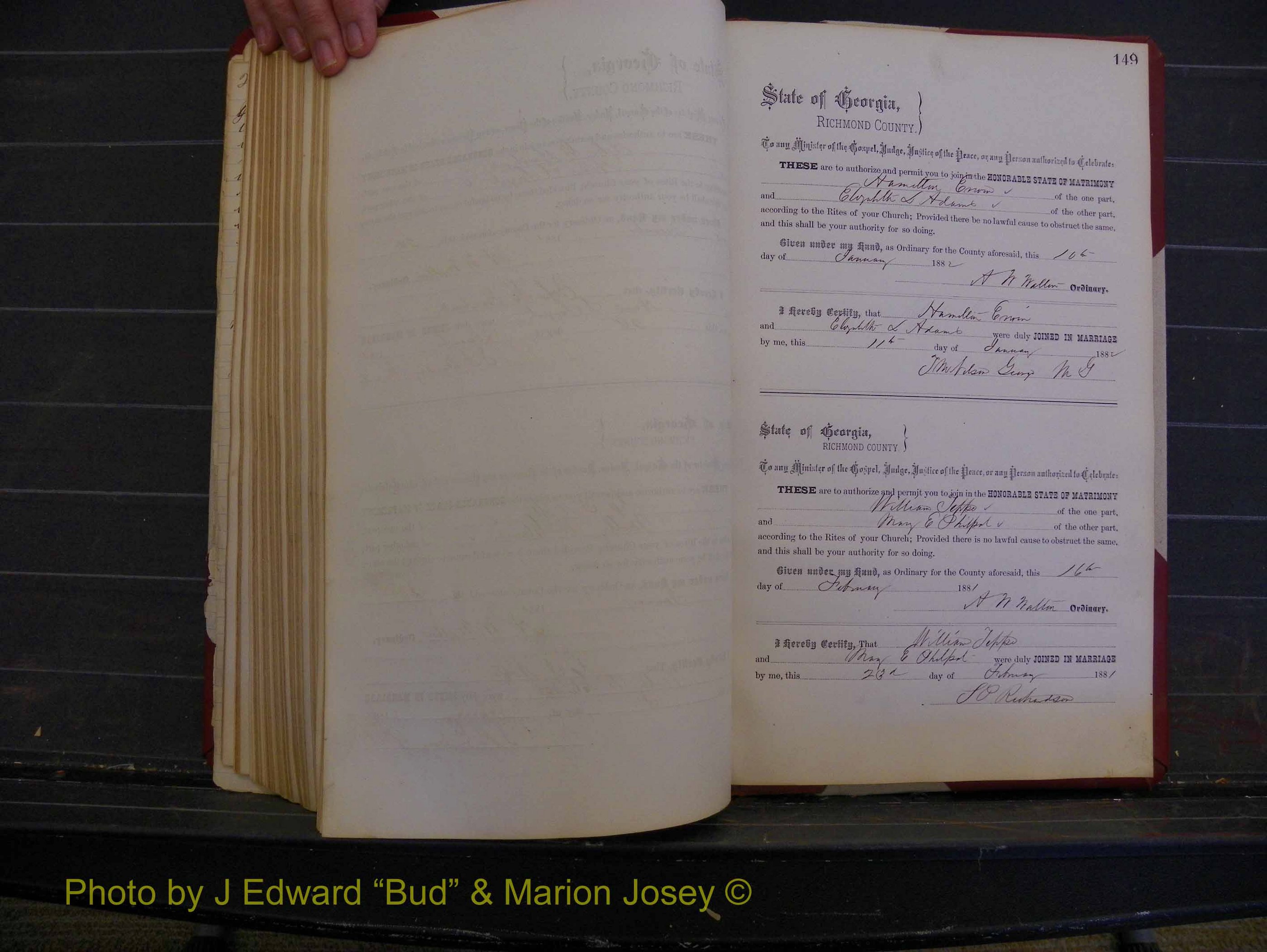 Richmond Marriages, Book K, 1876-1882 P 149.JPG