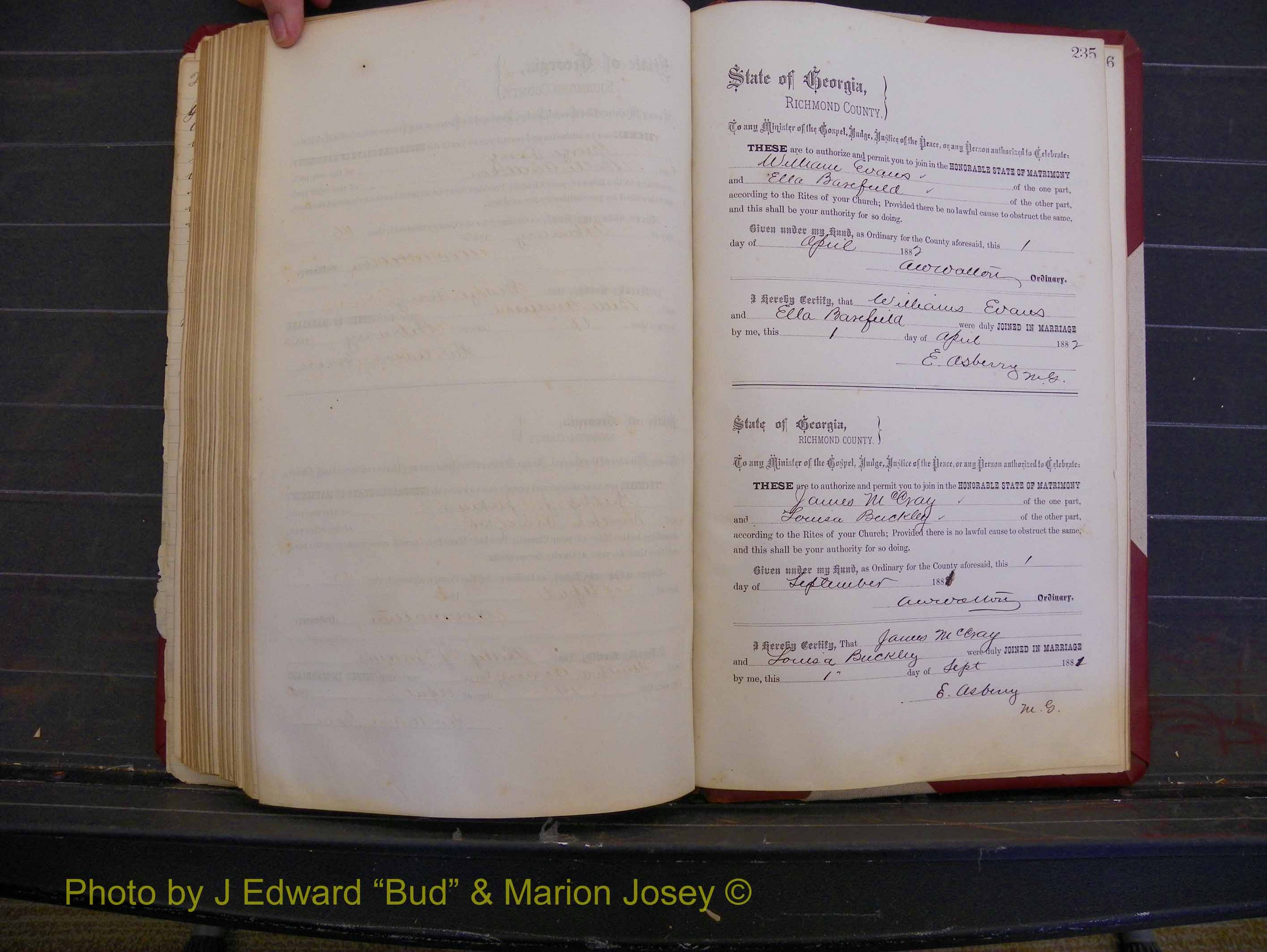 Richmond Marriages, Book K, 1876-1882 P 235.JPG