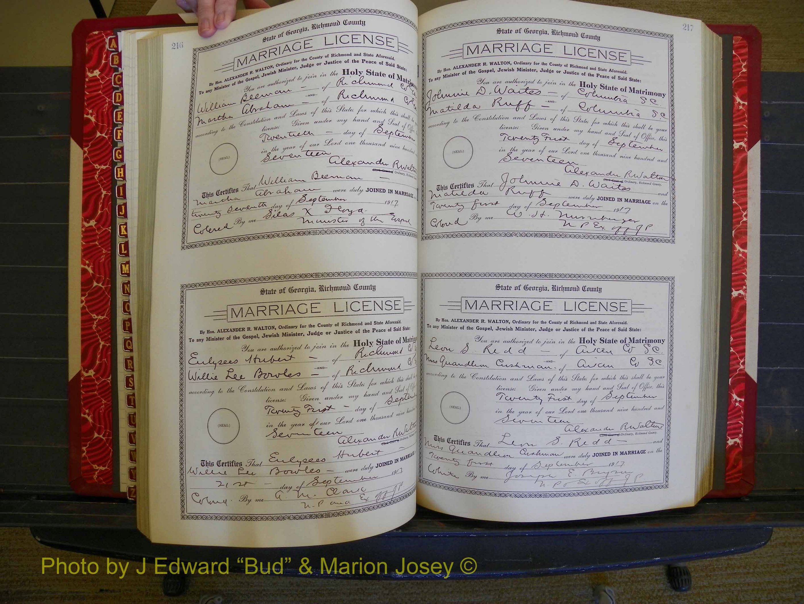 Richmond Marriages, Book KK, 1917-1918 P 216-217.JPG