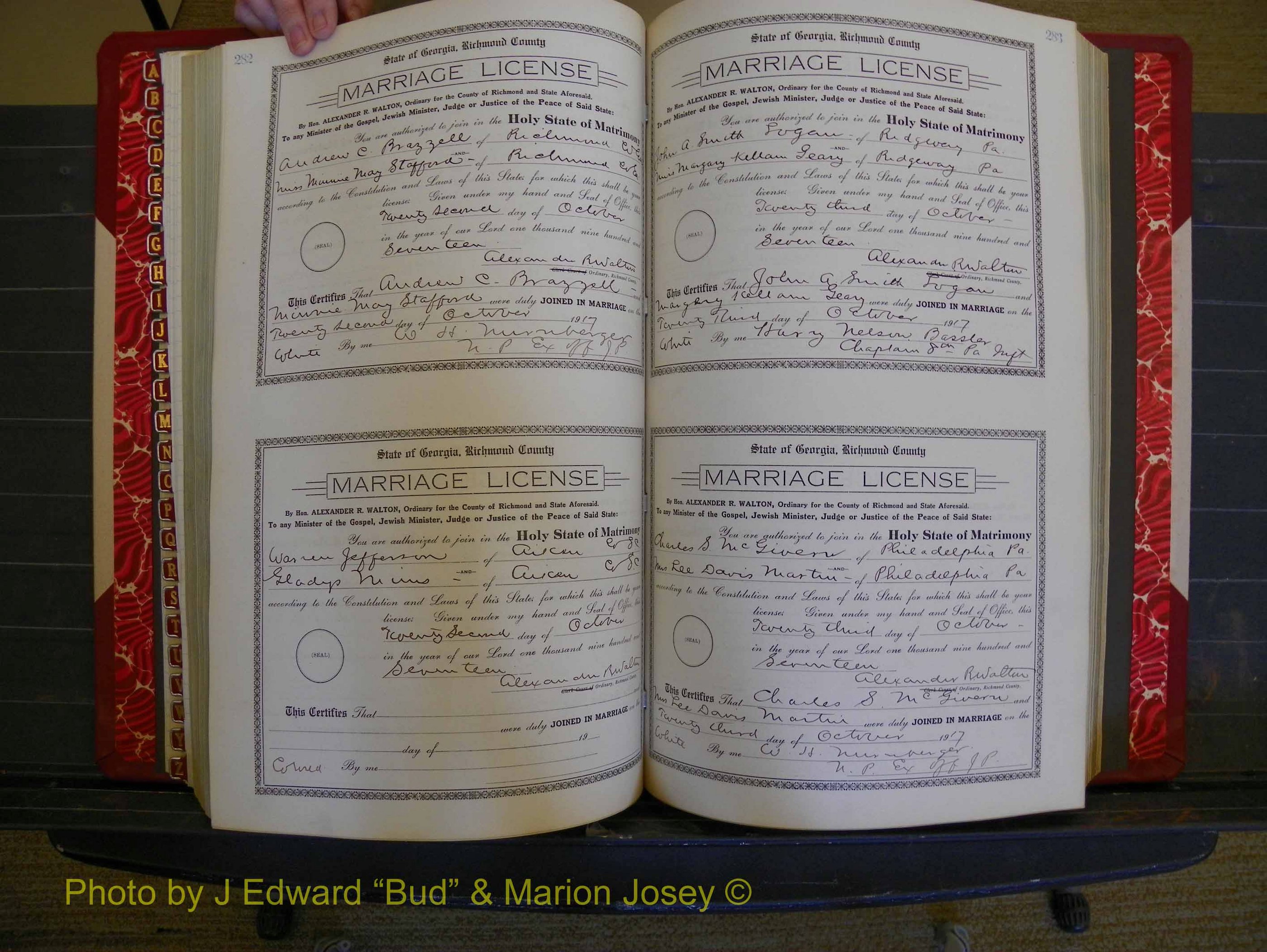 Richmond Marriages, Book KK, 1917-1918 P 282-283.JPG