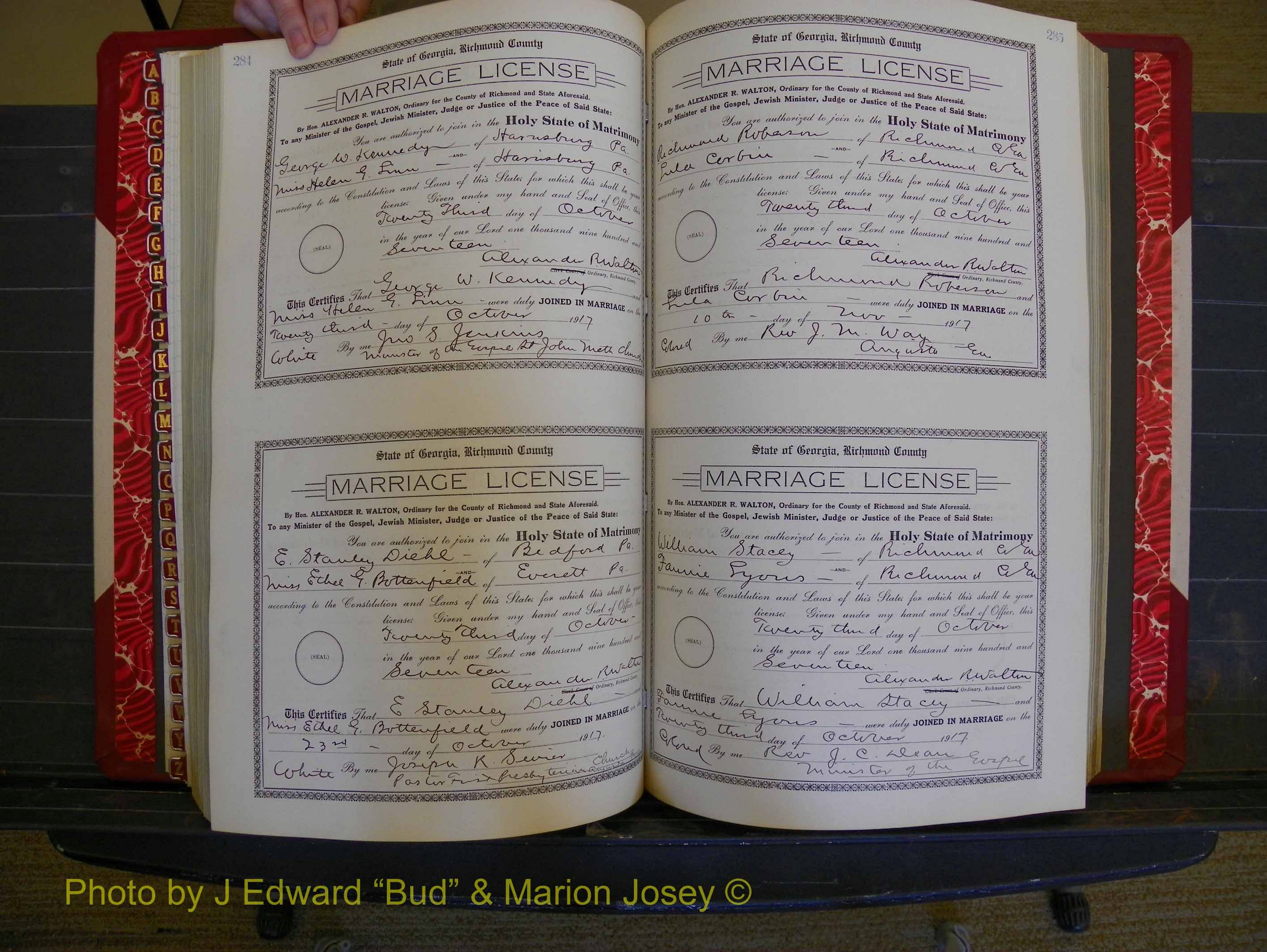 Richmond Marriages, Book KK, 1917-1918 P 284-285.JPG