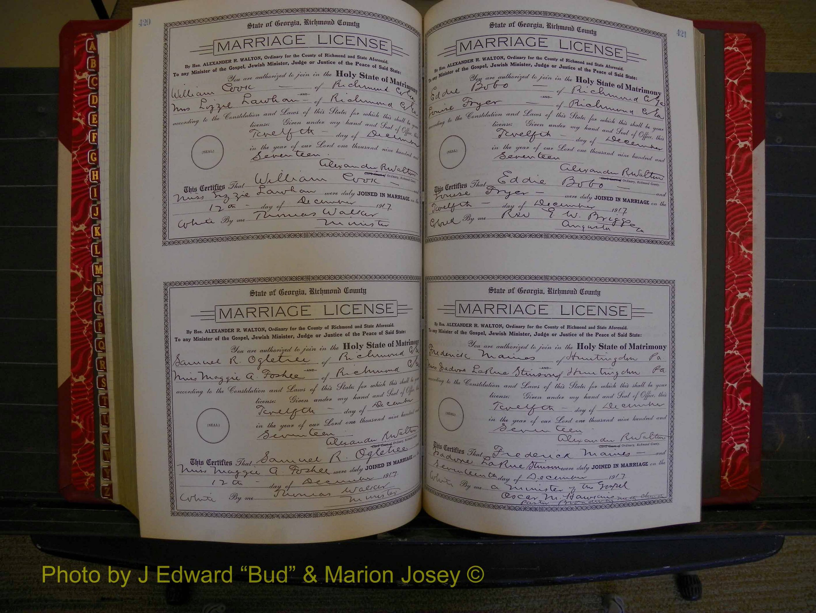 Richmond Marriages, Book KK, 1917-1918 P 420-421.JPG