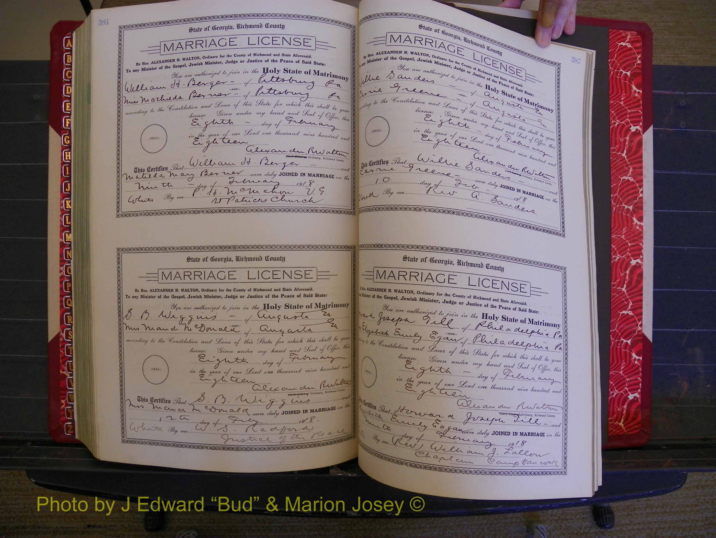 Richmond Marriages, Book KK, 1917-1918 P 586-587.JPG